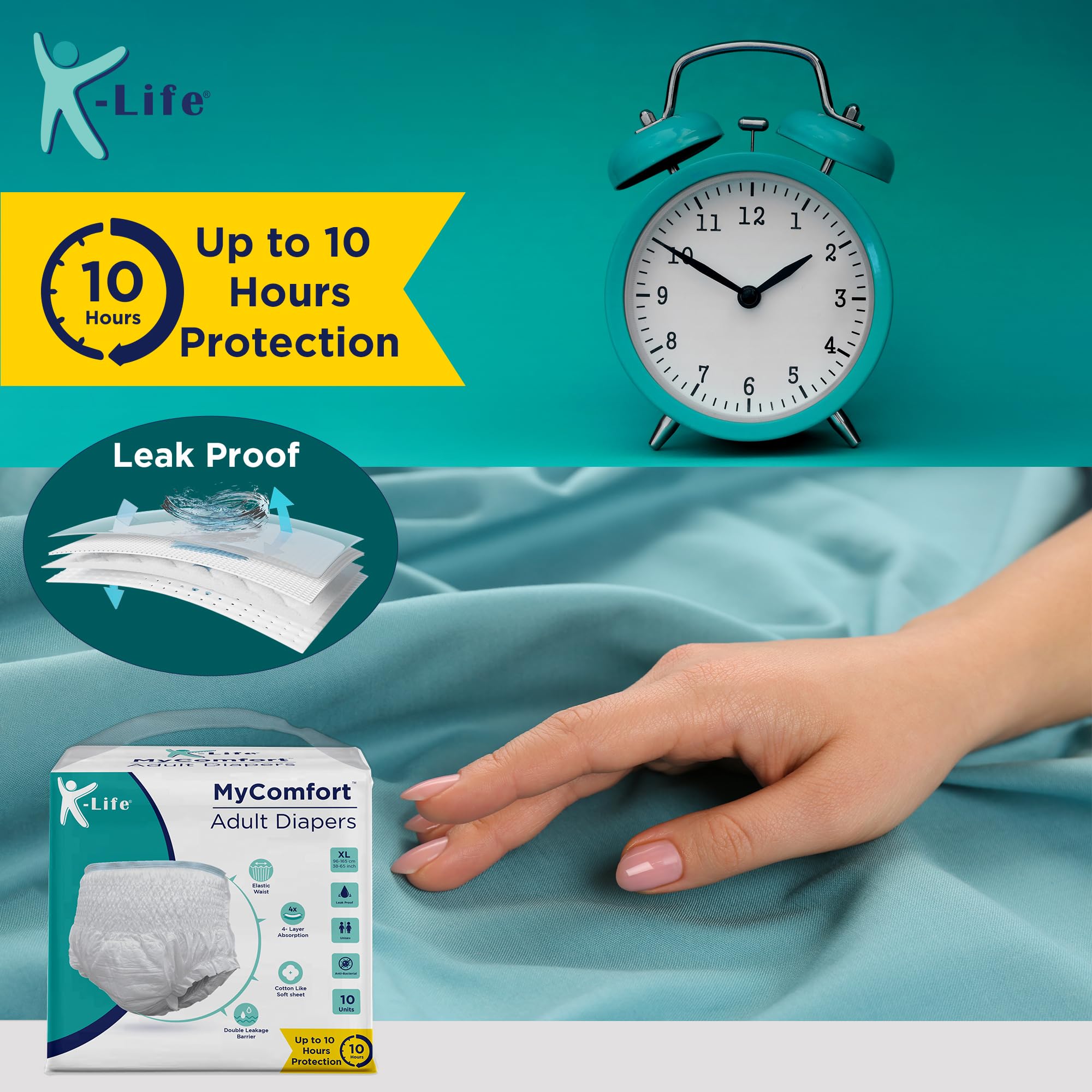 K-life Premium Adult Diapers | Pant Style | Large | Pack of 1 | 10 Count 2