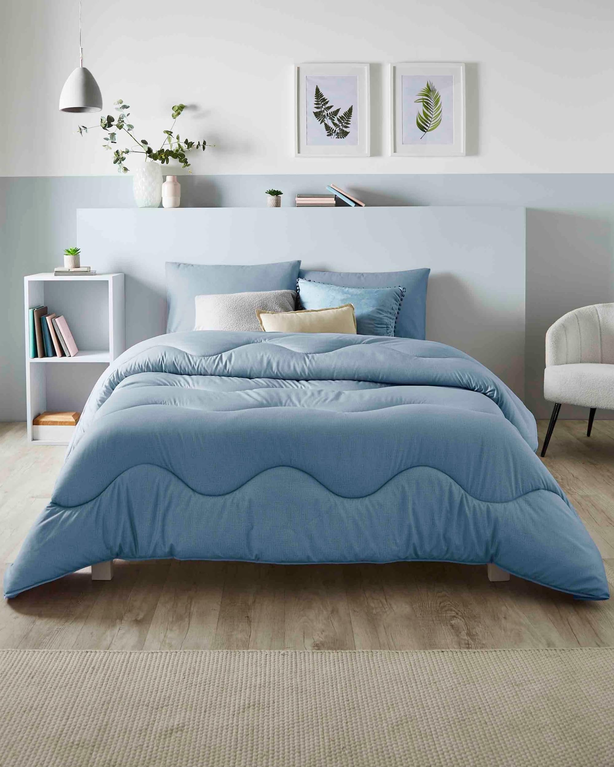 Coverless Duvet Linen Collection – Coverless Duvet Double 10.5 Tog with Advanced Smartfil® Fiber, Machine Washable, Hypoallergenic – Twilight Blue, Double Bed Size