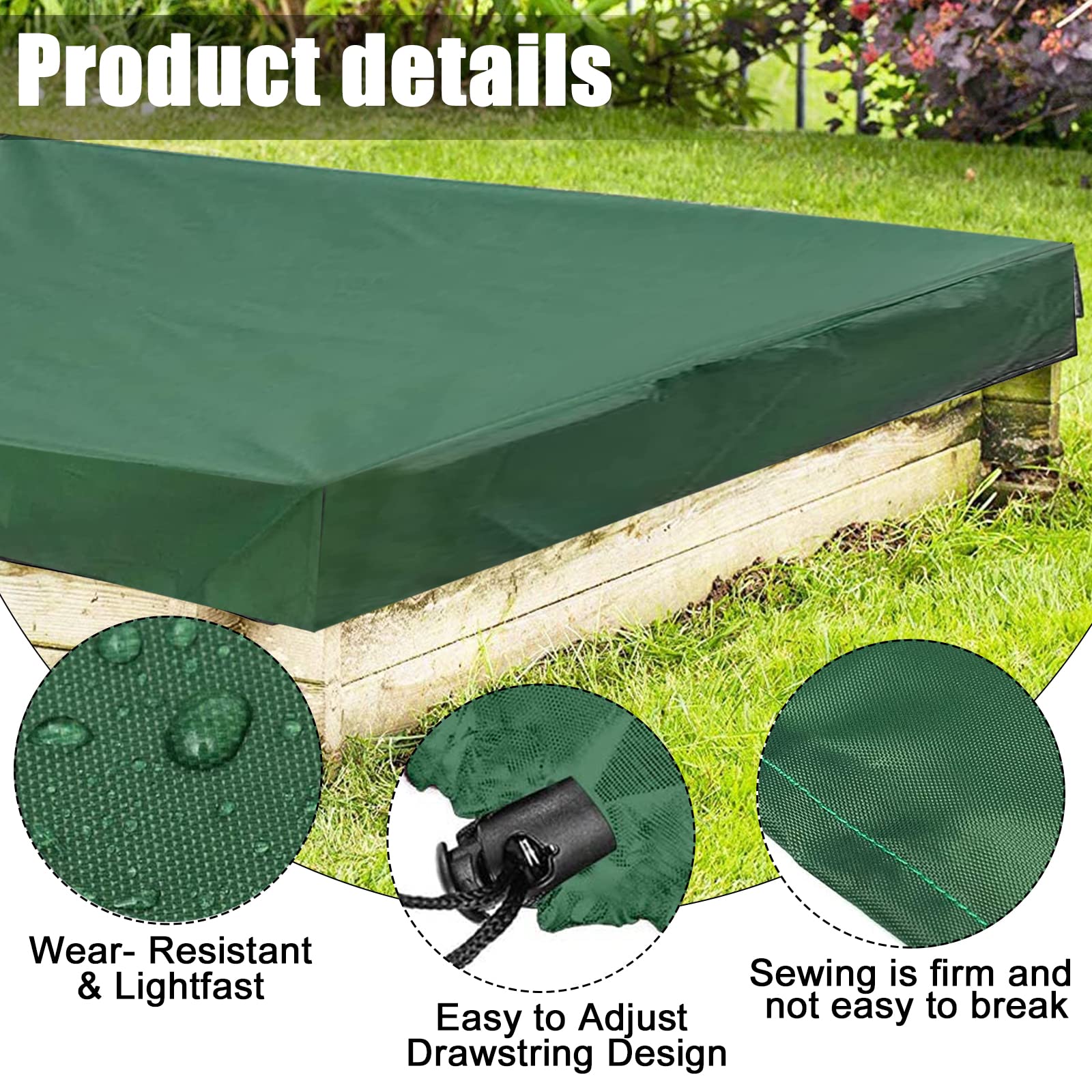 Sandkasten Abdeckung 205x205cm - Wasserdichtes Oxford-Tuch Mit Kordelzug