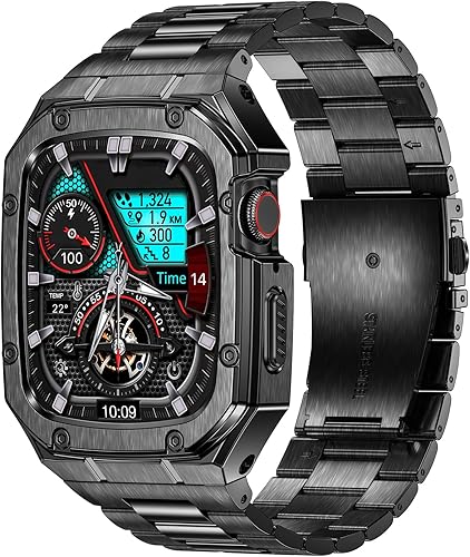 Miniatura 8 de Correa con Funda Compatible con Apple Watch Series 6 5 4 SE 3 2 1 44mm 42mm, Correa de Nylon con Funda Resistente de Acero Inoxidable para Correas