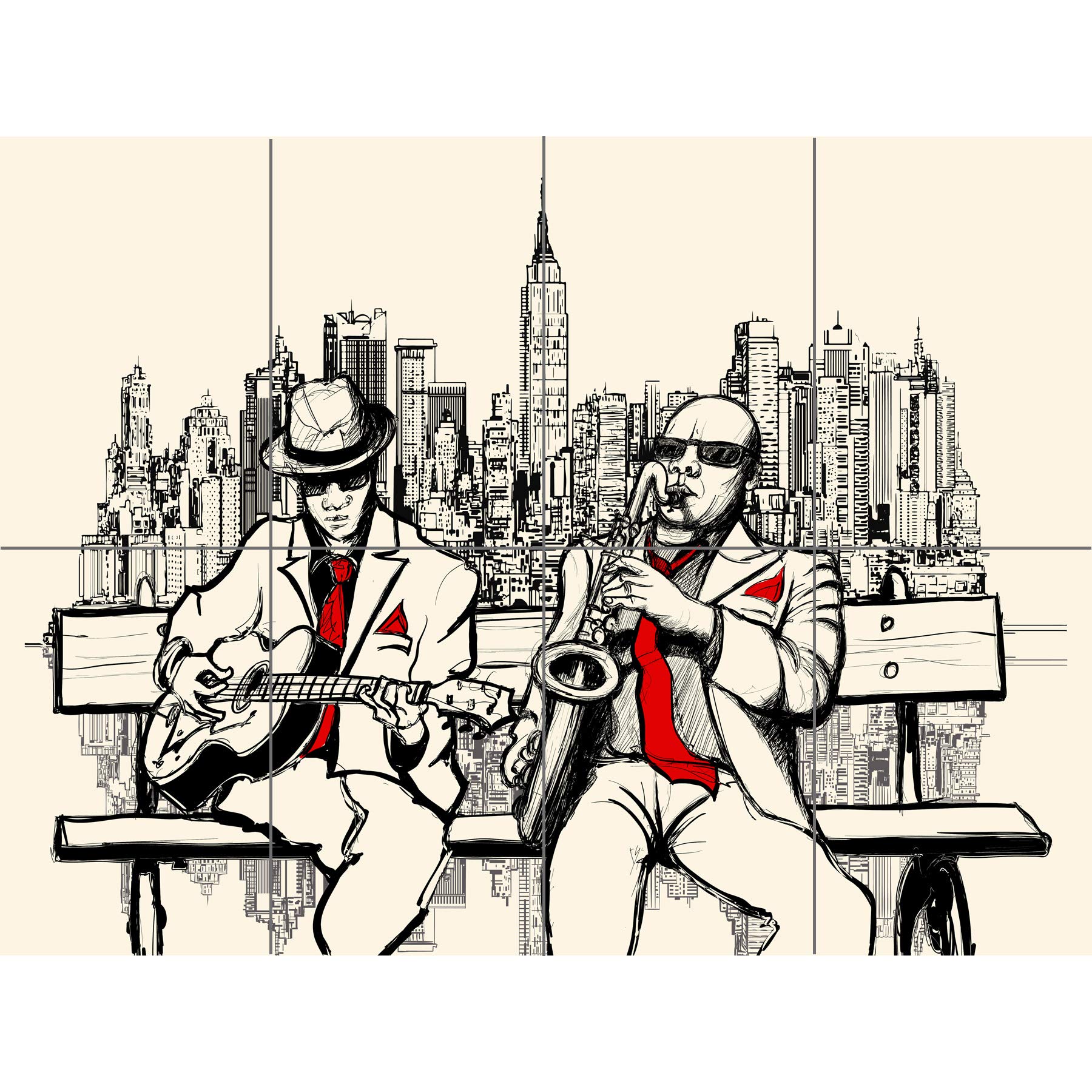 Artery8 Musicians Jazz Men New York XL Giant Panel Poster (8 Sections)