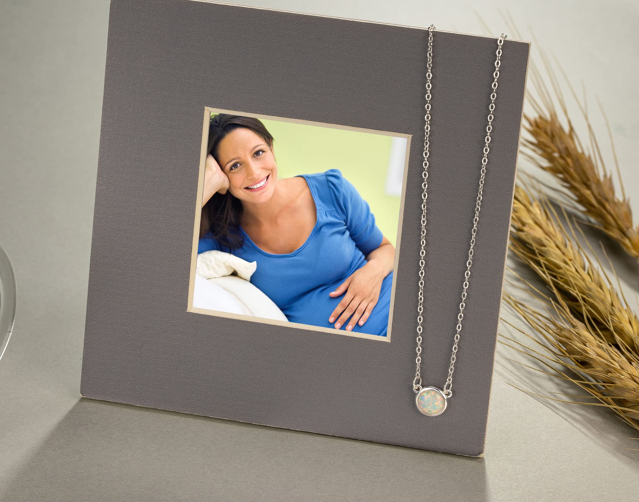 RareLove First Time Mom Gift,Daughter Pregnancy Gifts 925 Sterling Silver White Opal Necklace For Mom to be,Expecting Moms