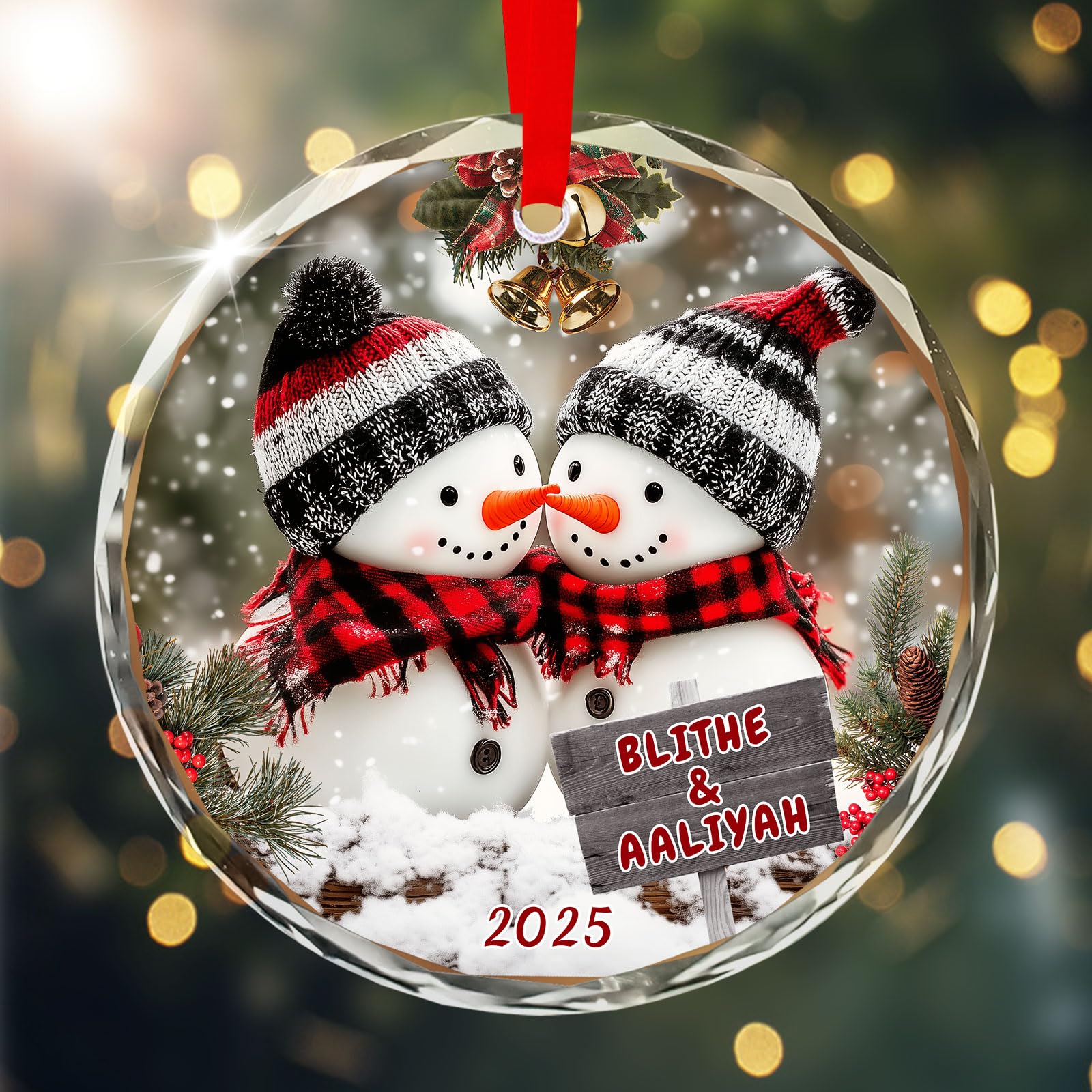 Personalised Christmas Bauble with Photo, Custom Crystal Photo Ornaments for Xmas Gifts, Christmas Tree Decoration for Kids, Mom, Dad, Family — image 1