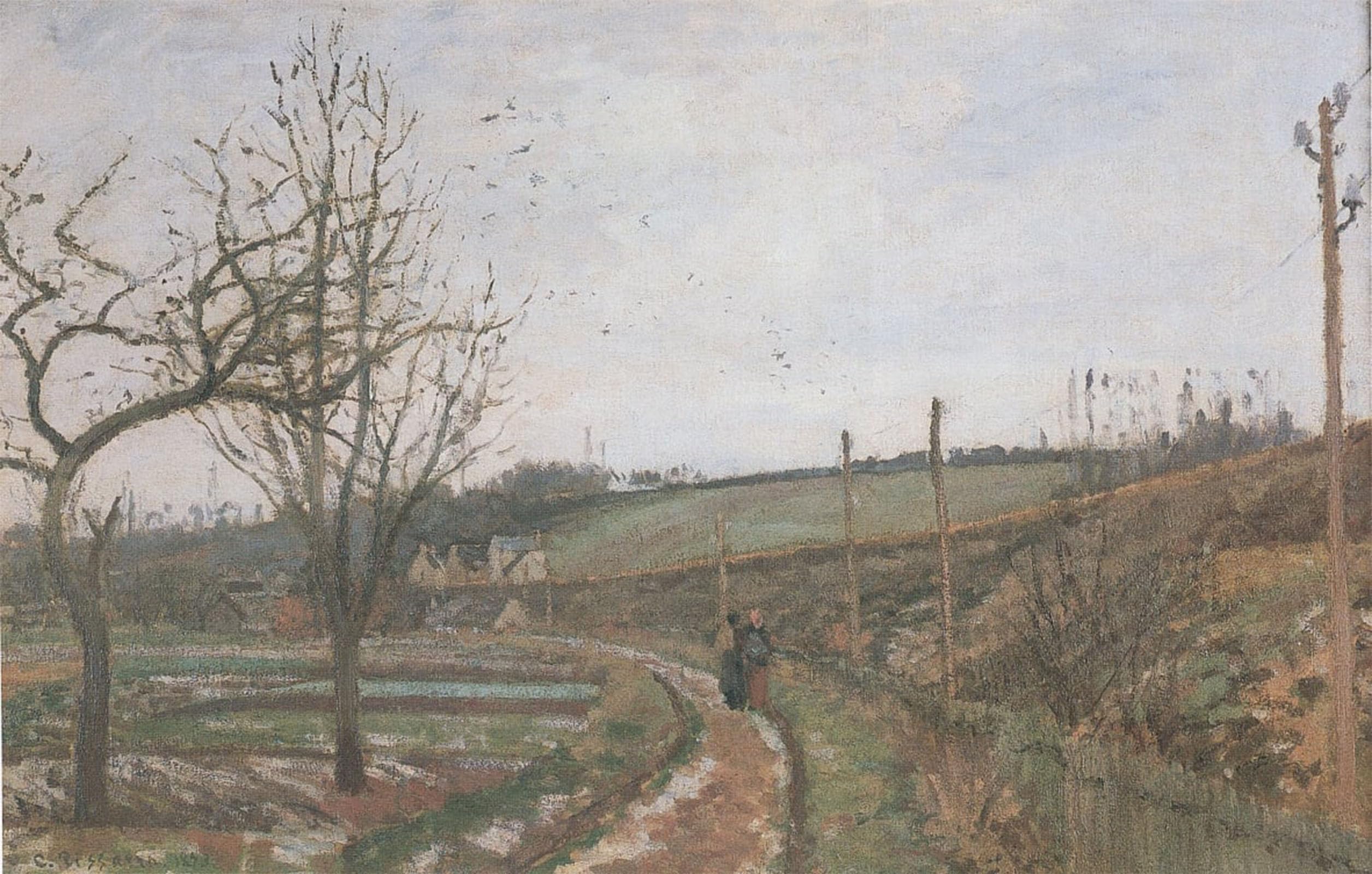 ARTXLXXBN Famous Print Painting Colorful Art Print the Snow Road Railway Road by Camille Jacob Pissarro Canvas Art Decorations for Home Decor 60x90cm