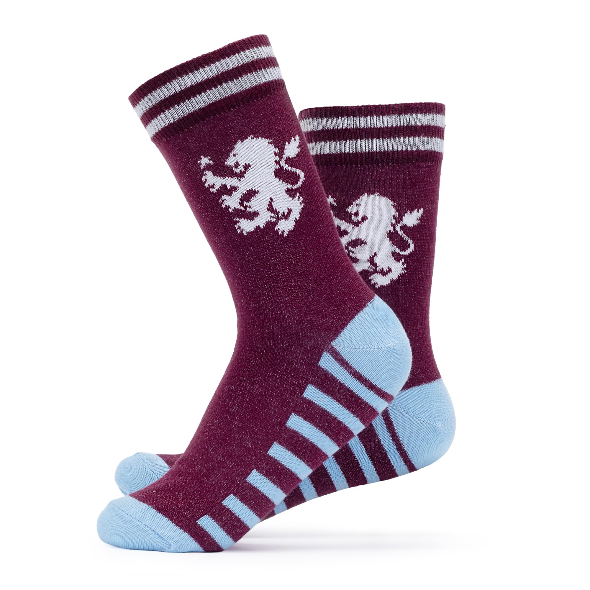 The Gift Scholars Officially Licensed Aston Villa Crest Claret Casual Socks for Men & Women |Adult Size Sport Villans Fan Merchandise 7-11