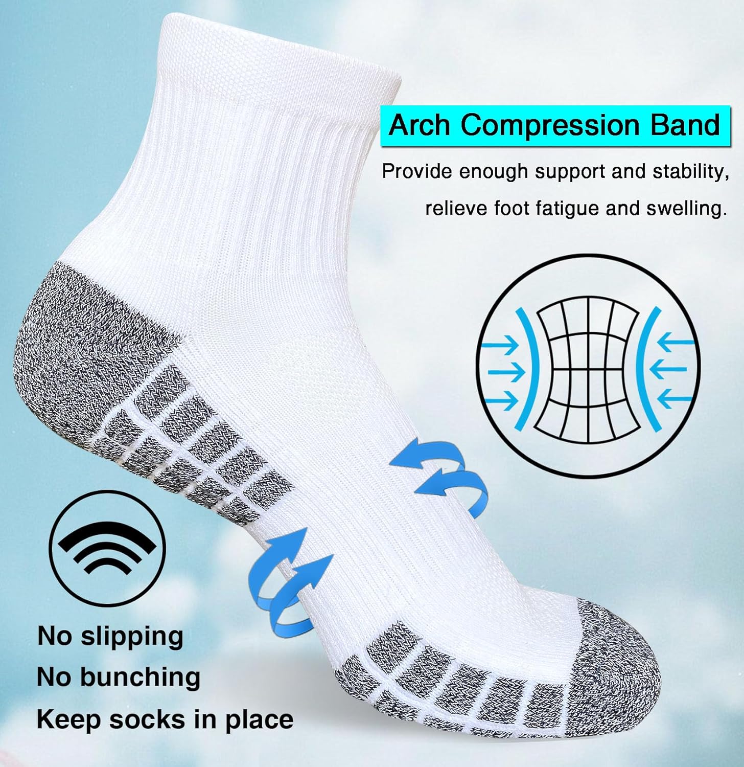 Mens Athletic Cushioned Breathable Comfort Running Quarter Socks 5 Pairs - Image 5