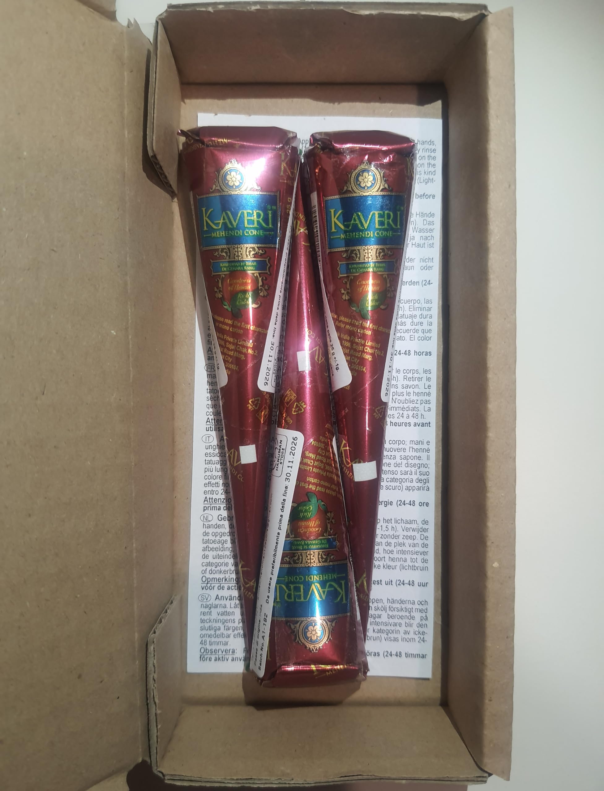 100% Natural Original Mehandi Cone, 25 g x 3 pcs