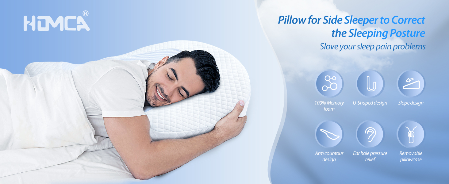 Amazon.com: HOMCA Side Sleeper Pillows for Adults, Memory Foam U