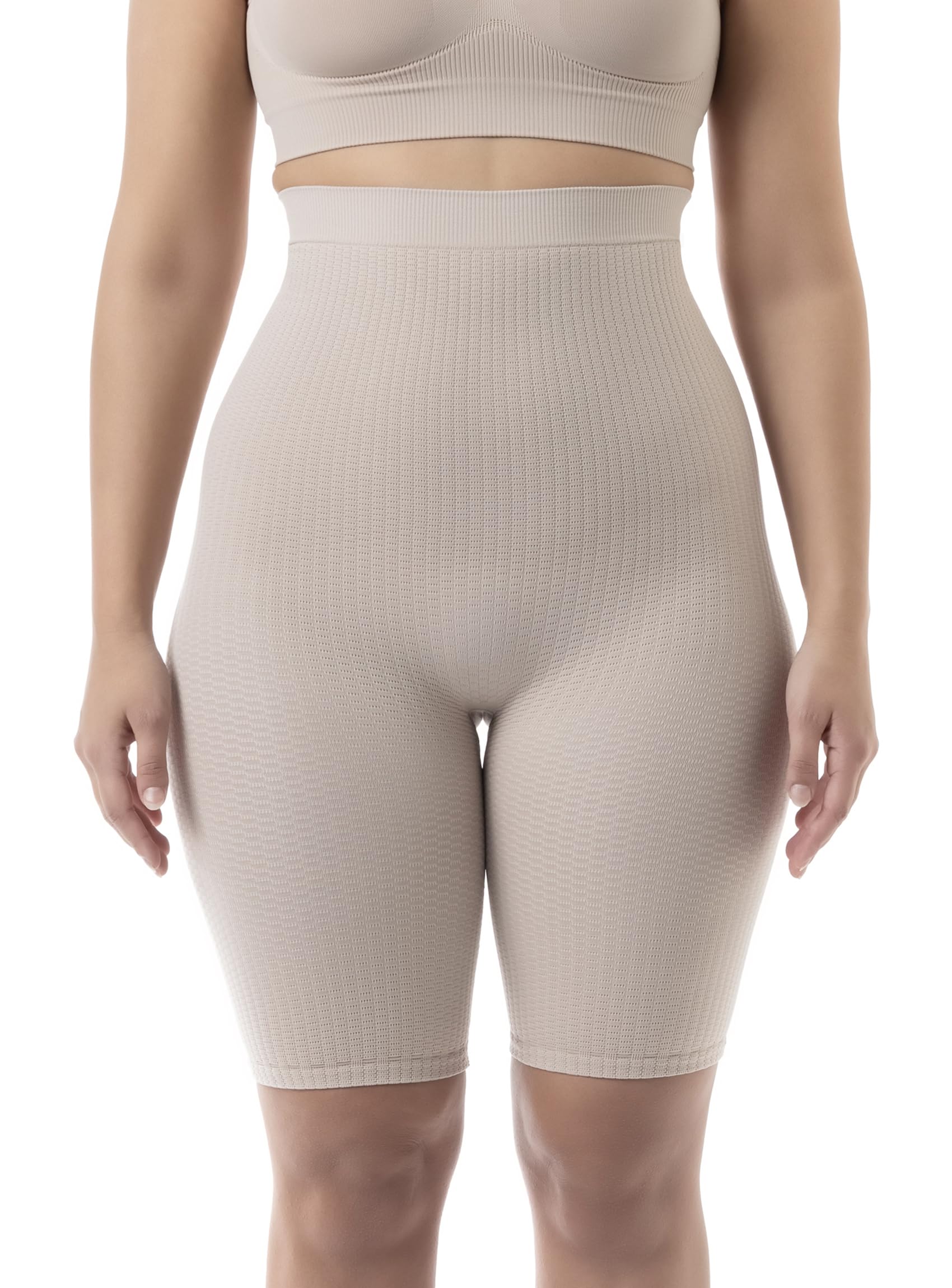 High Waisted Shorts for Women, Anti-Cellulite Massage Short Leggings, Made in Italy, 113