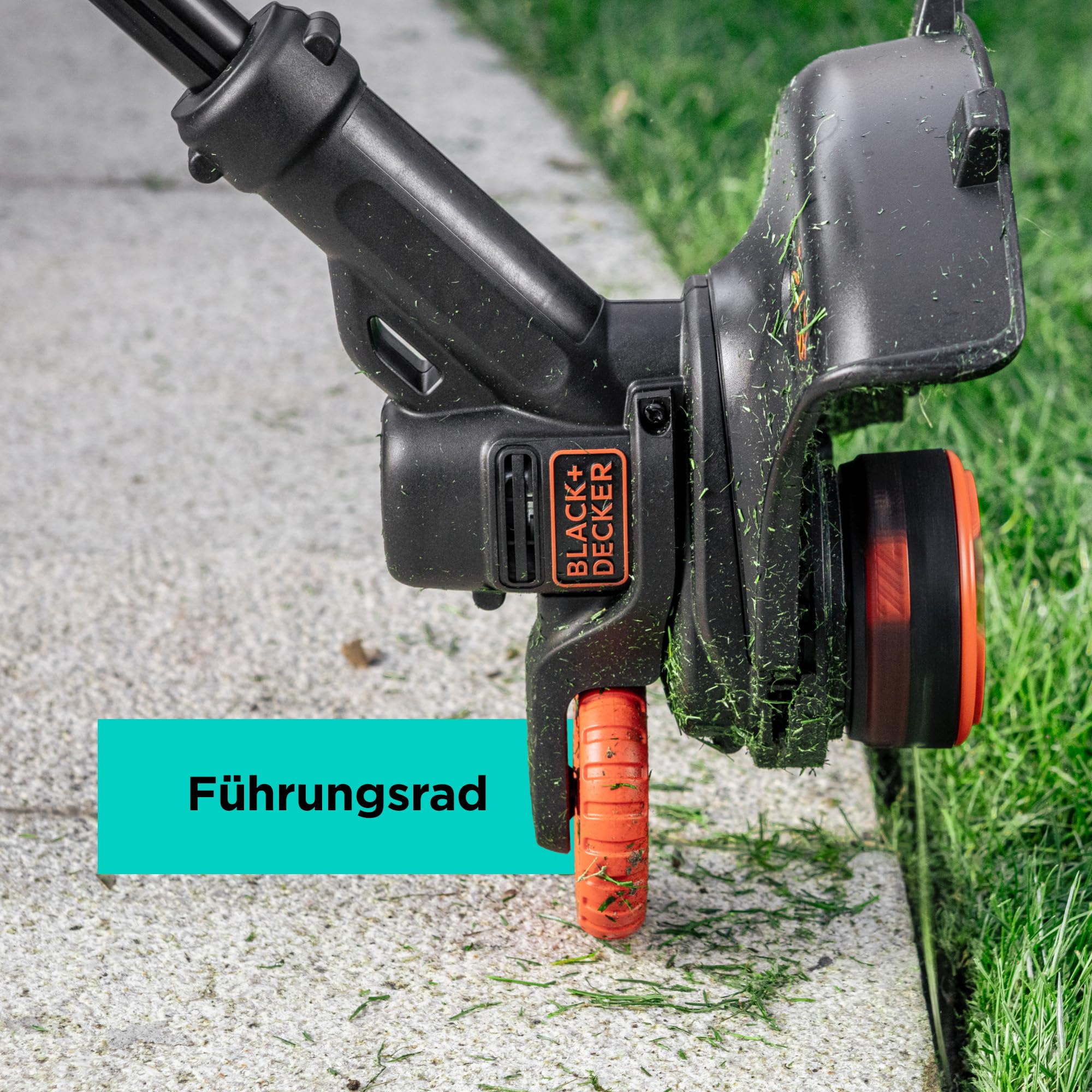 BLACK+DECKER 18V Akku-Rasentrimmer (28 cm Schnittbreite, AFS Reflex Fadenverlängerung, verstellbarer Zweithandgriff, mit Führungsrad, Lieferung ohne Akku und Ladegerät) BCST918B