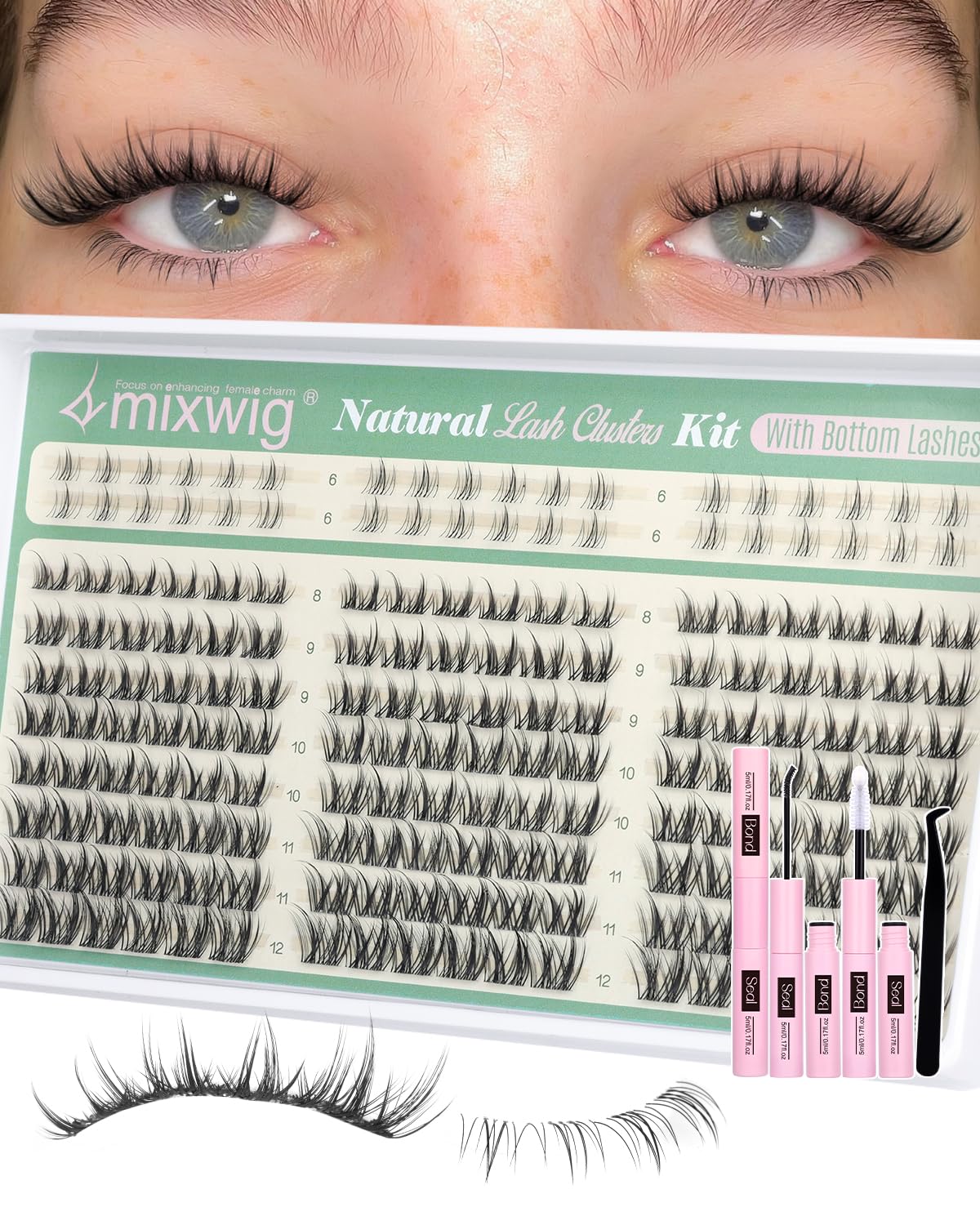 Kurze Lash Extension Set 8-12MM Natürliche Wimpern Extensions Wispy Lash Cluster Set with Bottom Lashes Manga Künstliche Wimpern C Curly Cluster Lashes Kit DIY Wimpern Cluster by Lvmixwig