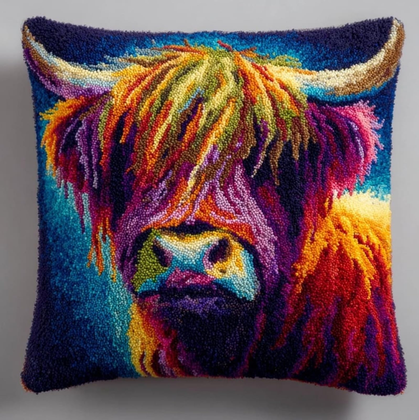 AxiangziK DIY Latch Hook Pillow Kits for Adults,Highland Cattle