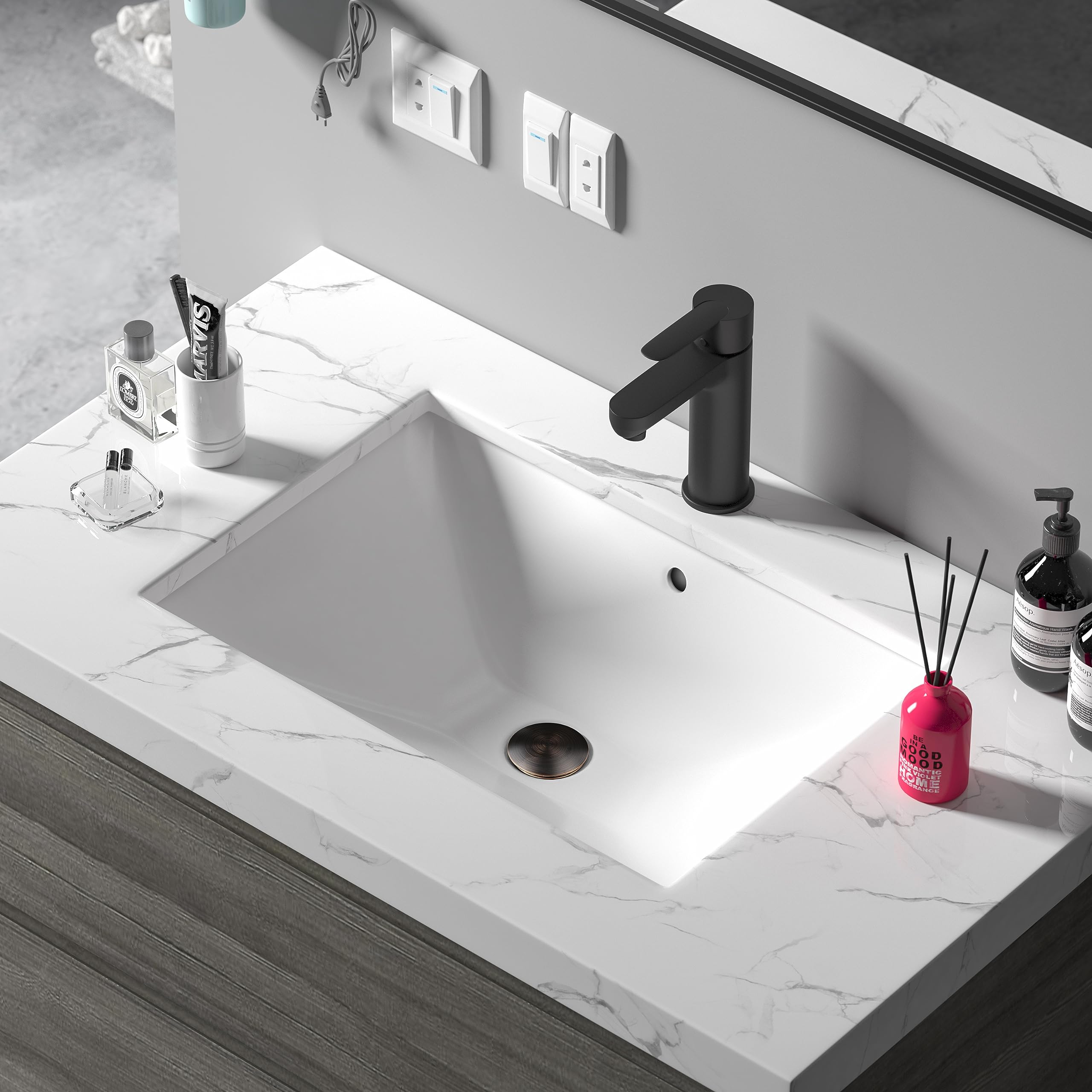 Scarico pop-up in metallo ORB con troppopieno, in ottone resistente antiruggine e acciaio inossidabile 304, tappo di scarico per lavabo da bagno