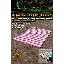 Katlanabilir Plaj Piknik Kamp Bah&ccedil;e Balkon Teras Halısı Hasır Mat Savan Karavan Kilim PEMBE 90 x 180