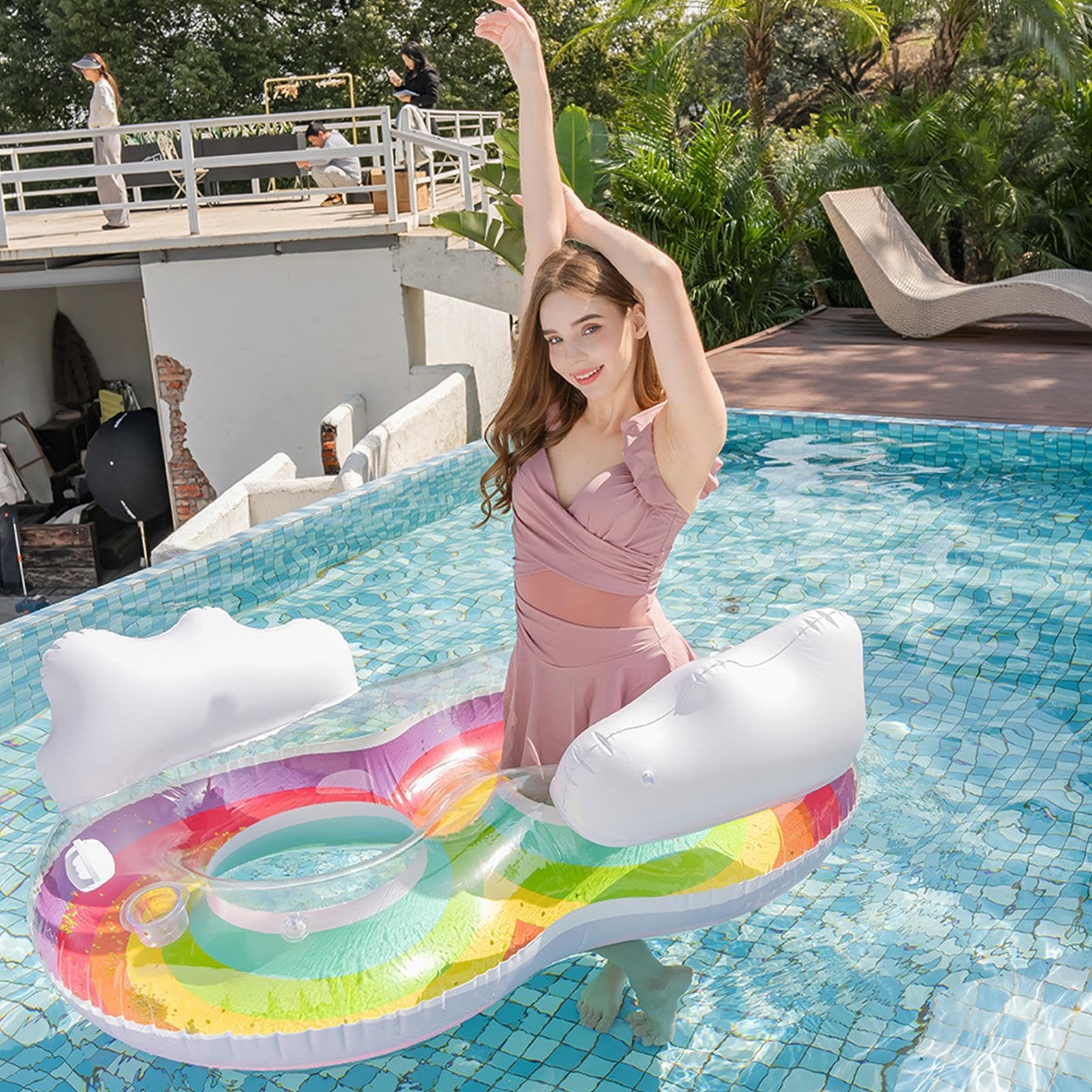 Anello Swimming per adulti - Inflatable Rainbow Swimming Ring | Figura