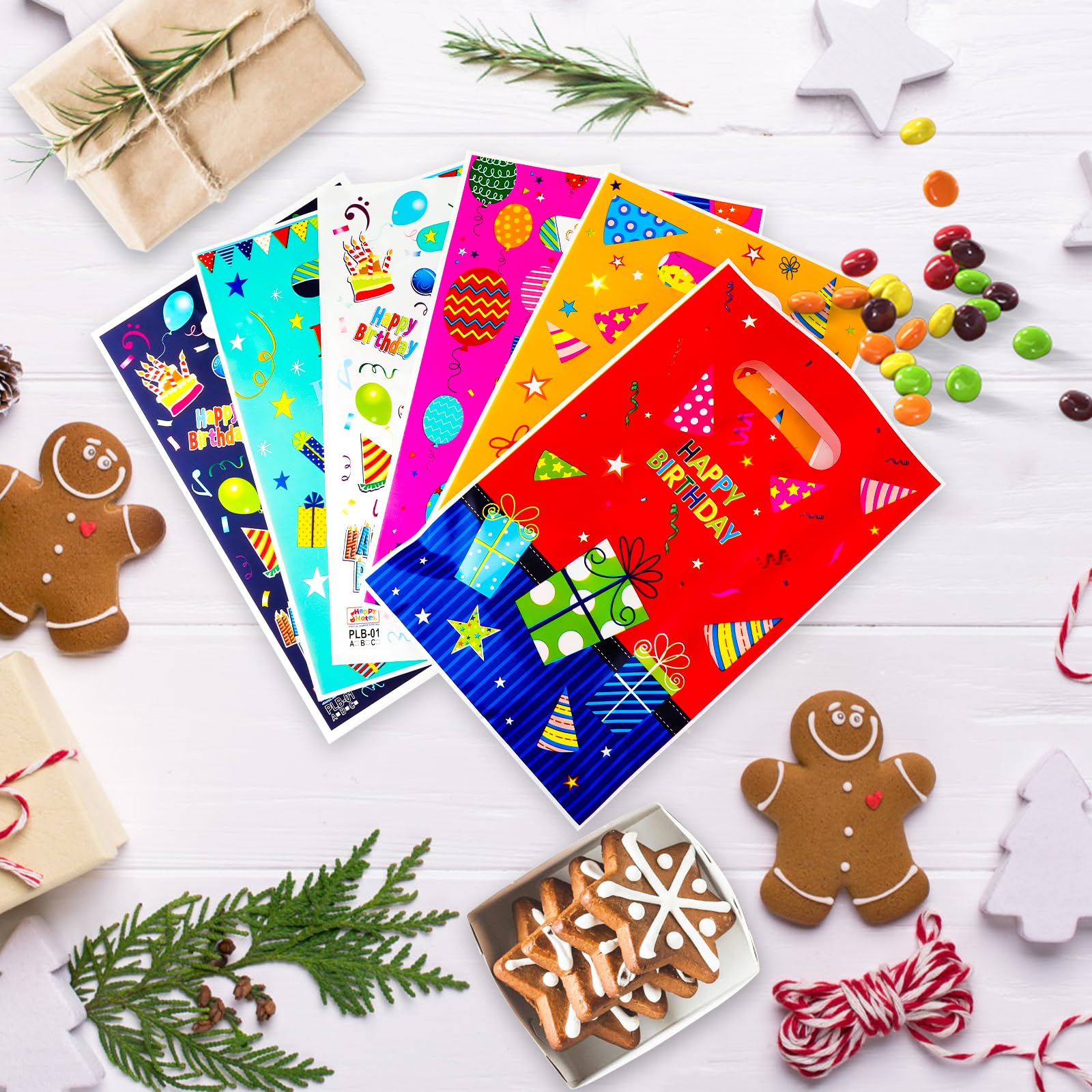 Annhao 30 Piezas Bolsas Regalo Cumpleaños Infantil, Bolsas de Chuches Galletas Caramelos para Fiestas