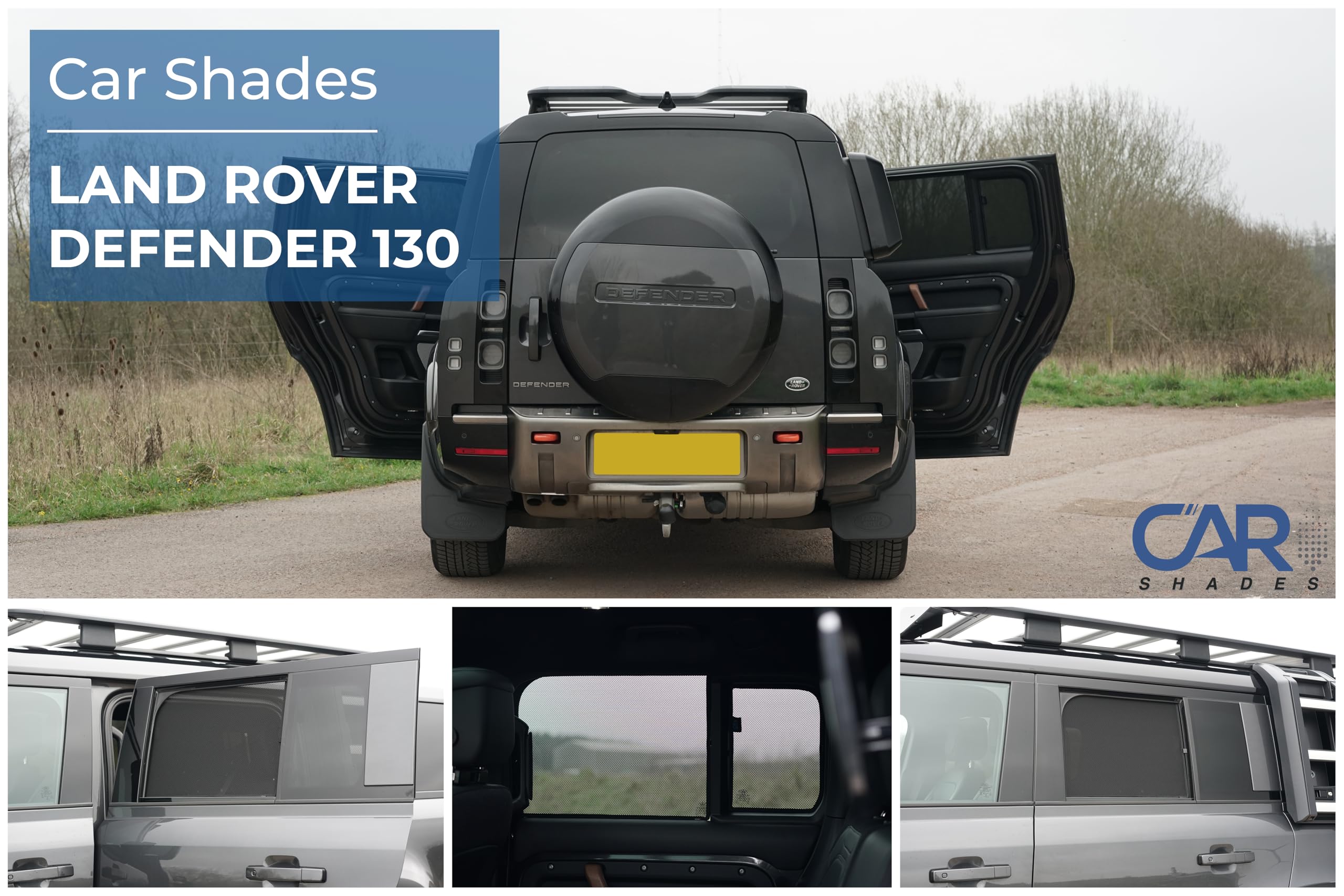 Juego de parasoles de Coche (Puertas Laterales traseras) compatibles con Land Rover Defender D130 de 5 Puertas 2020 (4 Piezas) de Ajuste Personalizado para automóviles