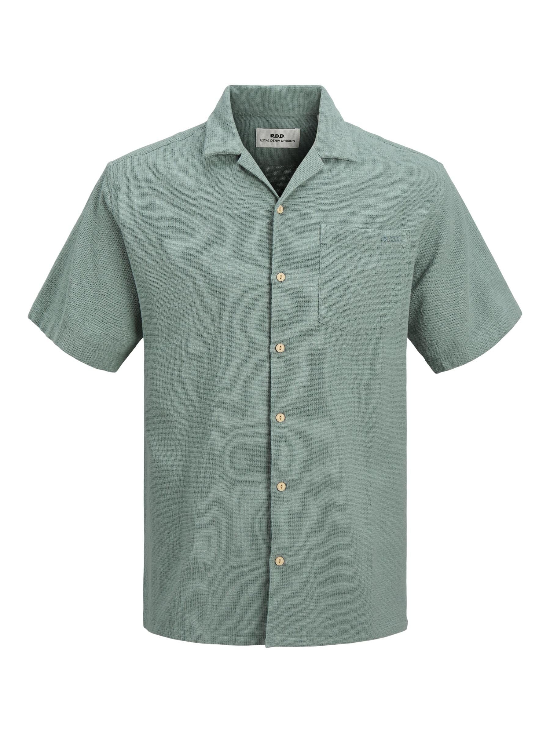 R.D.D. ROYAL DENIM DIVISION Men's Rddwayne Structure Resort Shirt S/S Sn, Stormy Sea, L