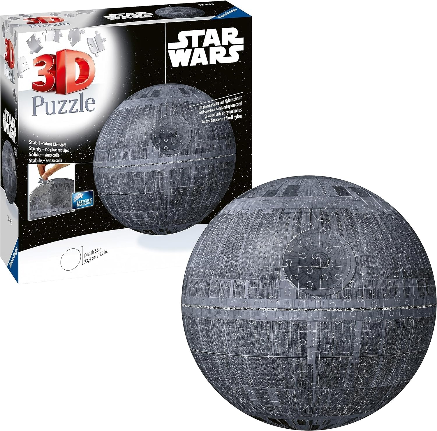 Ravensburger 3D Puzzle 11555 - Star Wars Todesstern - der ikonische Death Star als faszinierender dreidimensionaler Puzzleball für große und kleine Star Wars Fans ab 10 Jahren