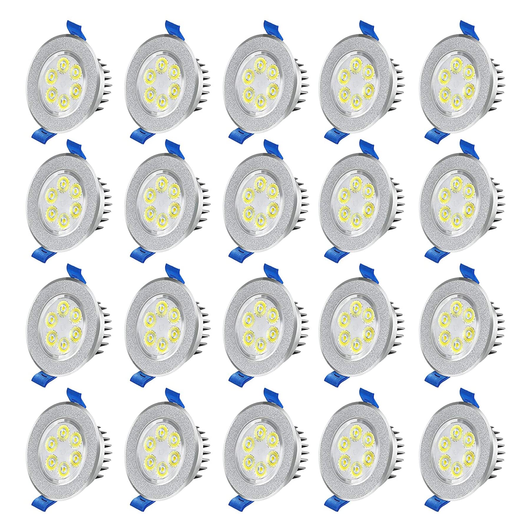Froadp Set di 20 faretti da incasso a LED, 230 V, faretto da soffitto piatto, in alluminio, per casa, soggiorno, bagno, cucina, ufficio (3 W, bianco freddo)