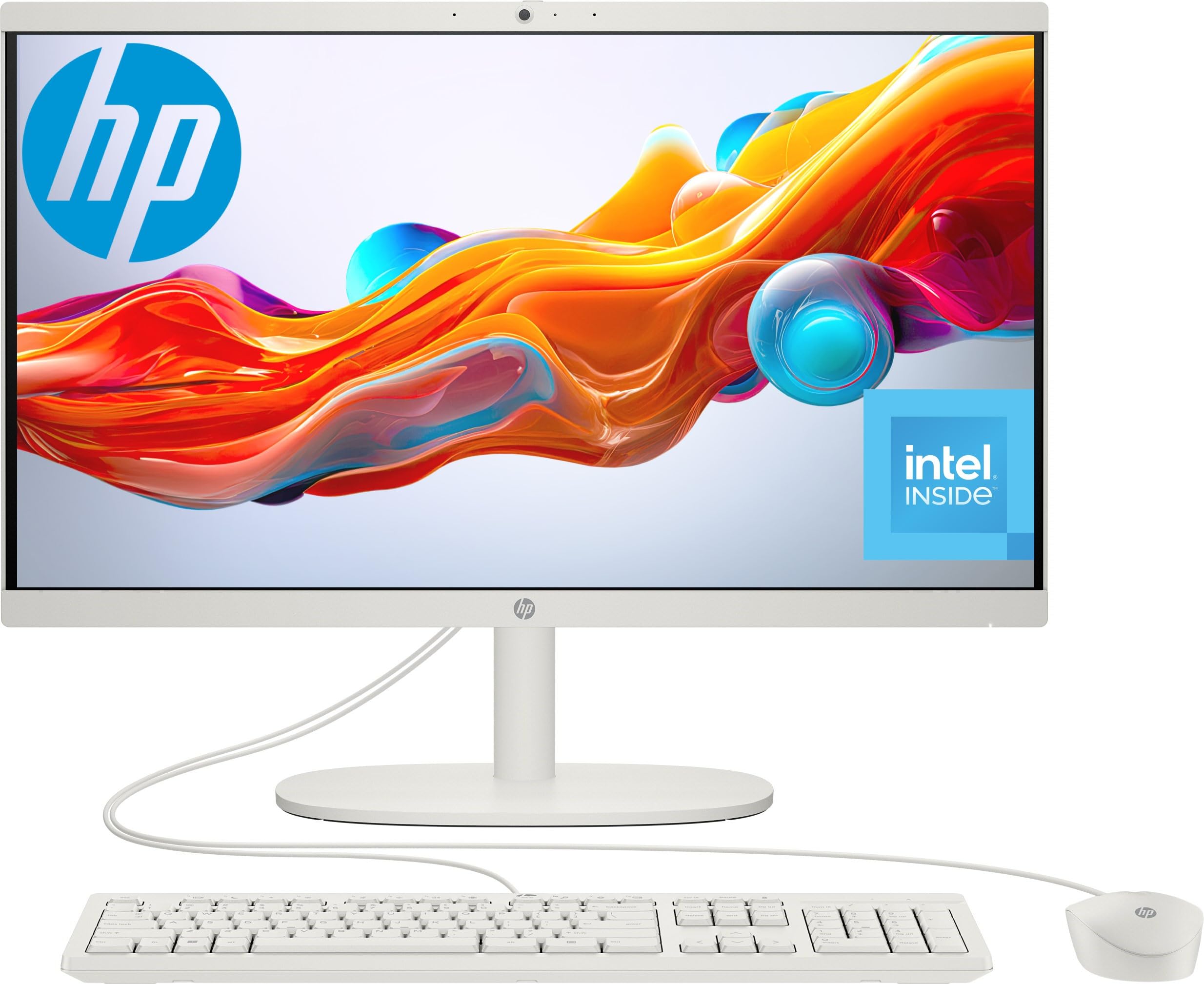 HP All-in-One 22-dg0038ns - Komputer 21,5" (Intel N100, 8GB RAM, 256 GB SSD, Intel UHD Graphics, FreeDos) - White - klawiatura QWERTY Polski
