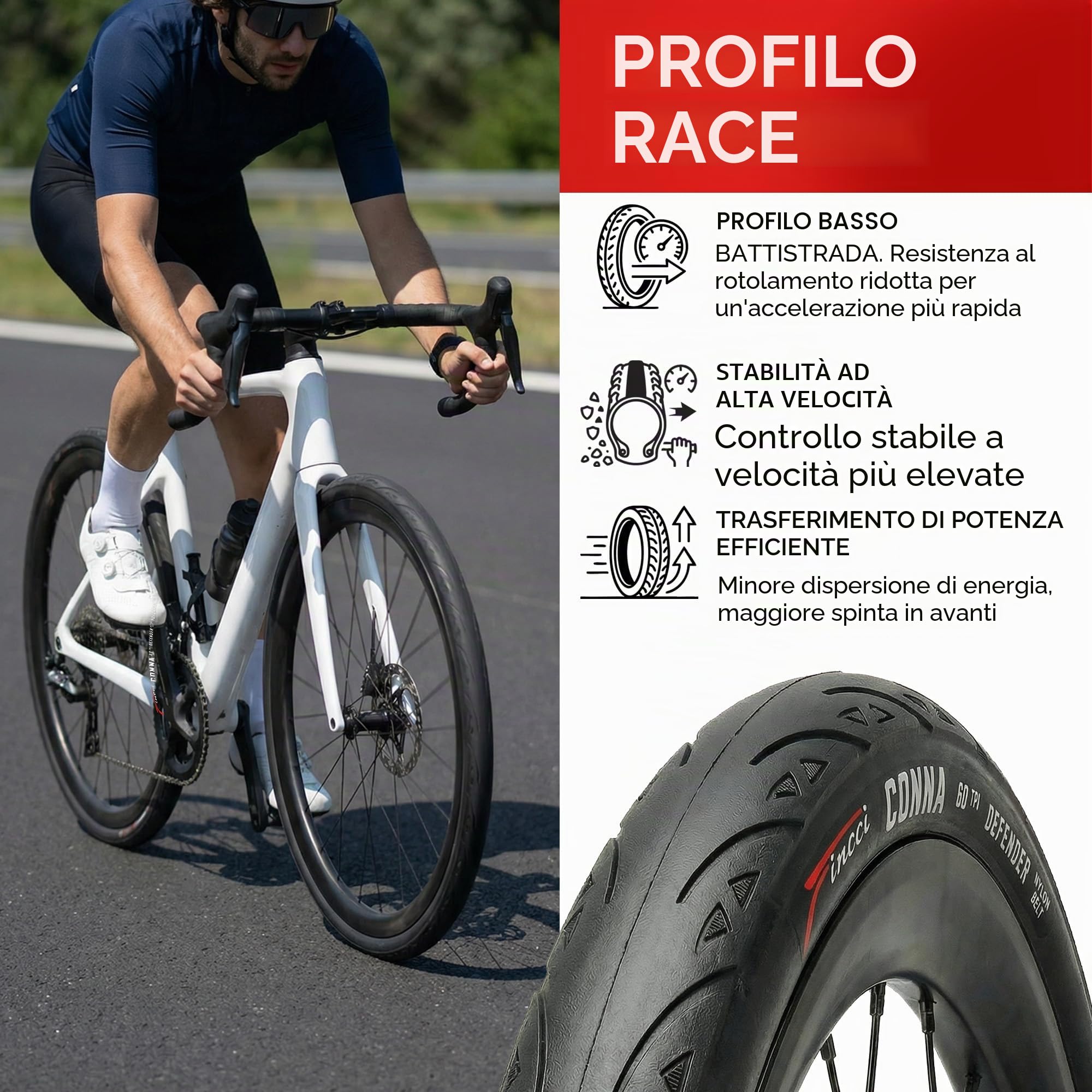Fincci Copertoni Bici Corsa 700x25c - Set Coppia Pieghevole Pneumatici Bici 28, e 2x camera d'aria 700x25, Gomme con Anti-puntura Antiforatura da 1mm - per Sport Strada Ciclo Bici - Confezione da 2