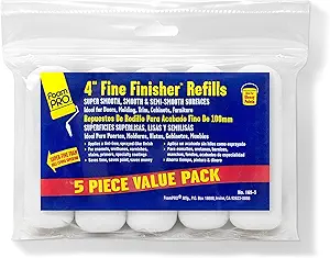 FoamPRO 163-P, 165-5 | 4” Fine Finish Foam Roller Refills (5 Pack) | Foam Paint Roller Covers | Home Painting Supplies & Paint Tools