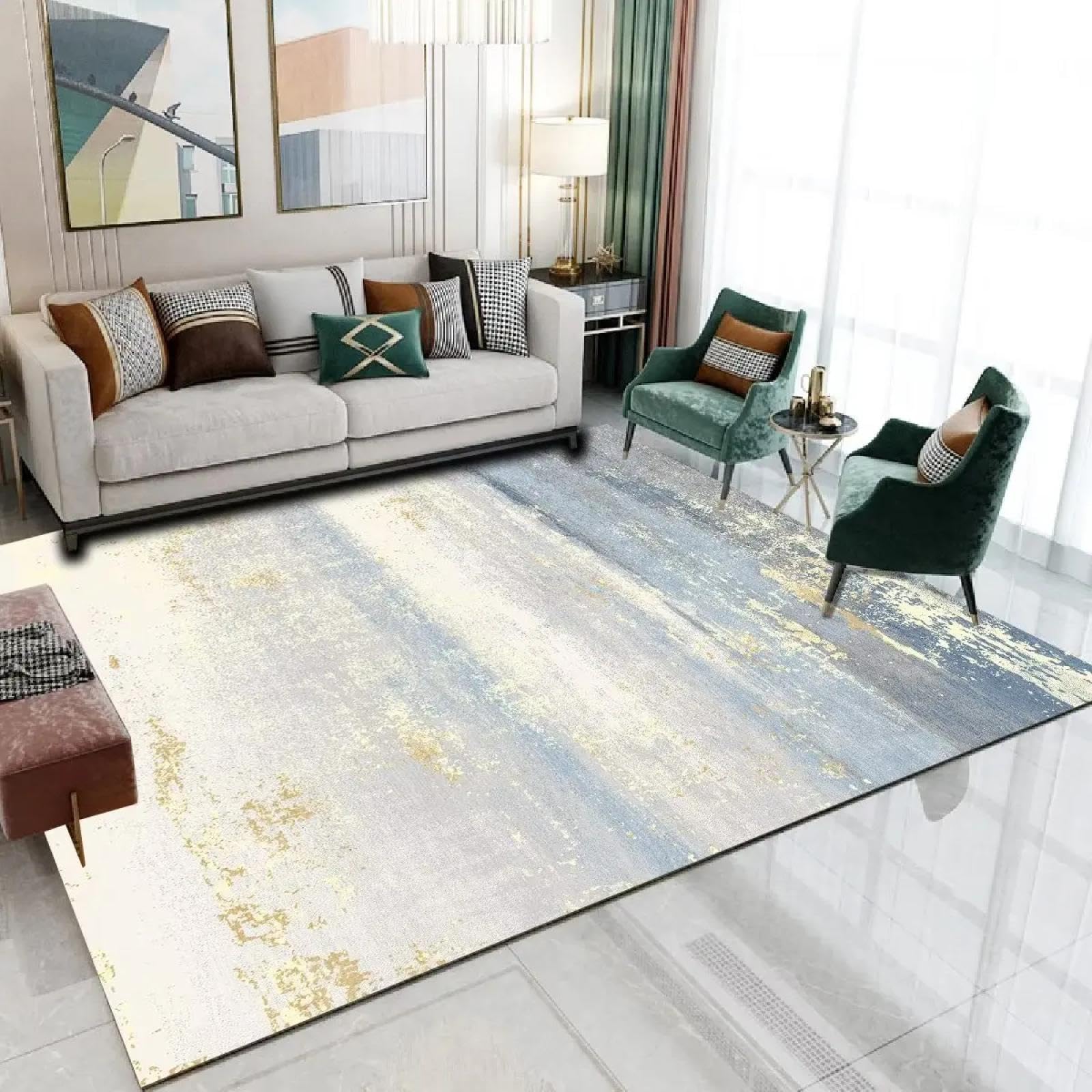 Tapis de salon moderne abstrait en peluche douce pour en finir avec les sols froids