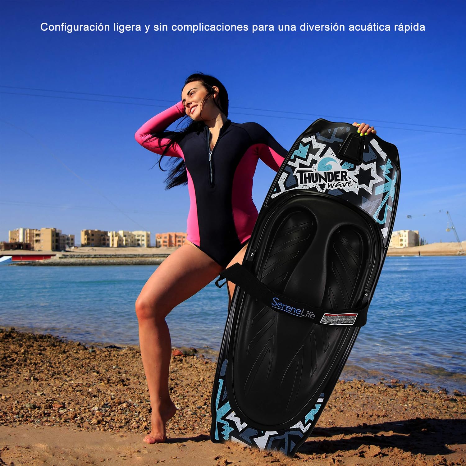 SereneLife Plancha kneeboard, Tabla, Correa Ajustable para Boogie de Rodillas, Surf