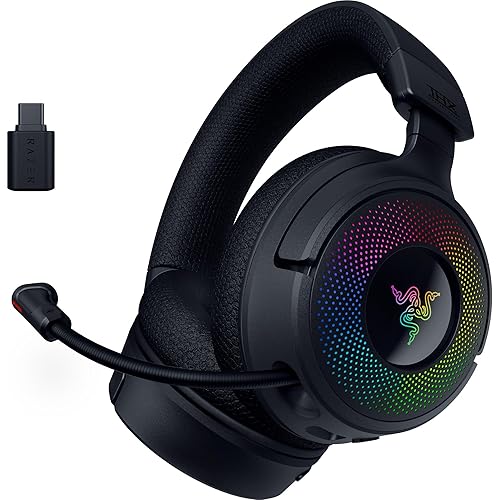Razer Kraken V4 - Casque de Jeu sans Fil (Connectivité 3 Modes, Drivers Triforce 40mm, 9-Zone RGB Earcup Lighting, Mix & Volume adjustments, THX Spatial Audio) Noir - Noir - Kraken V4