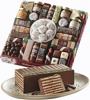 The Swiss Colony 27 Favorites and Dobosh Torte Christmas Gift Bundle - Assorted Cheeses, Candies, Chocolates, Summer Sausage Meats, and 13 Layer Chocolate Creme Torte