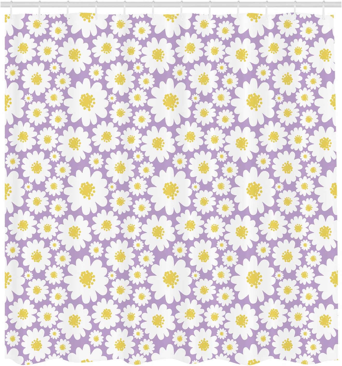 Ambesonne Floral Shower Curtain, Pastel Cartoon Like Flowers Daisies Spring Time Season Artwork Print, Cloth Fabric Bathroom Decor Set with Hooks, 69" W x 70" L, Pastel Purple