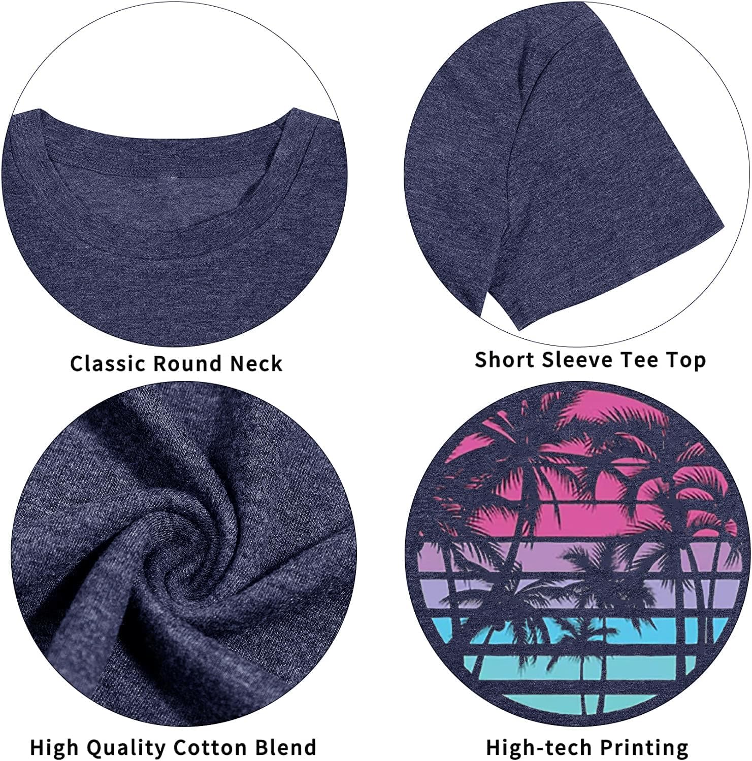 Summer Beach Shirts for Women Palm Tree Graphic Vacation Tops - Image 4