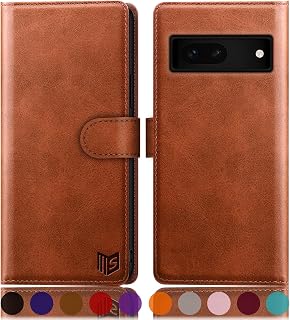 SUANPOT [RFID Schutz für Google Pixel 7A Hülle PU Leder Handyhülle Lederhülle Klapphülle Kartenfach Flip Cover für Pixel 7A Handy hülle Leather Wallet Phone Case Hellbraun
