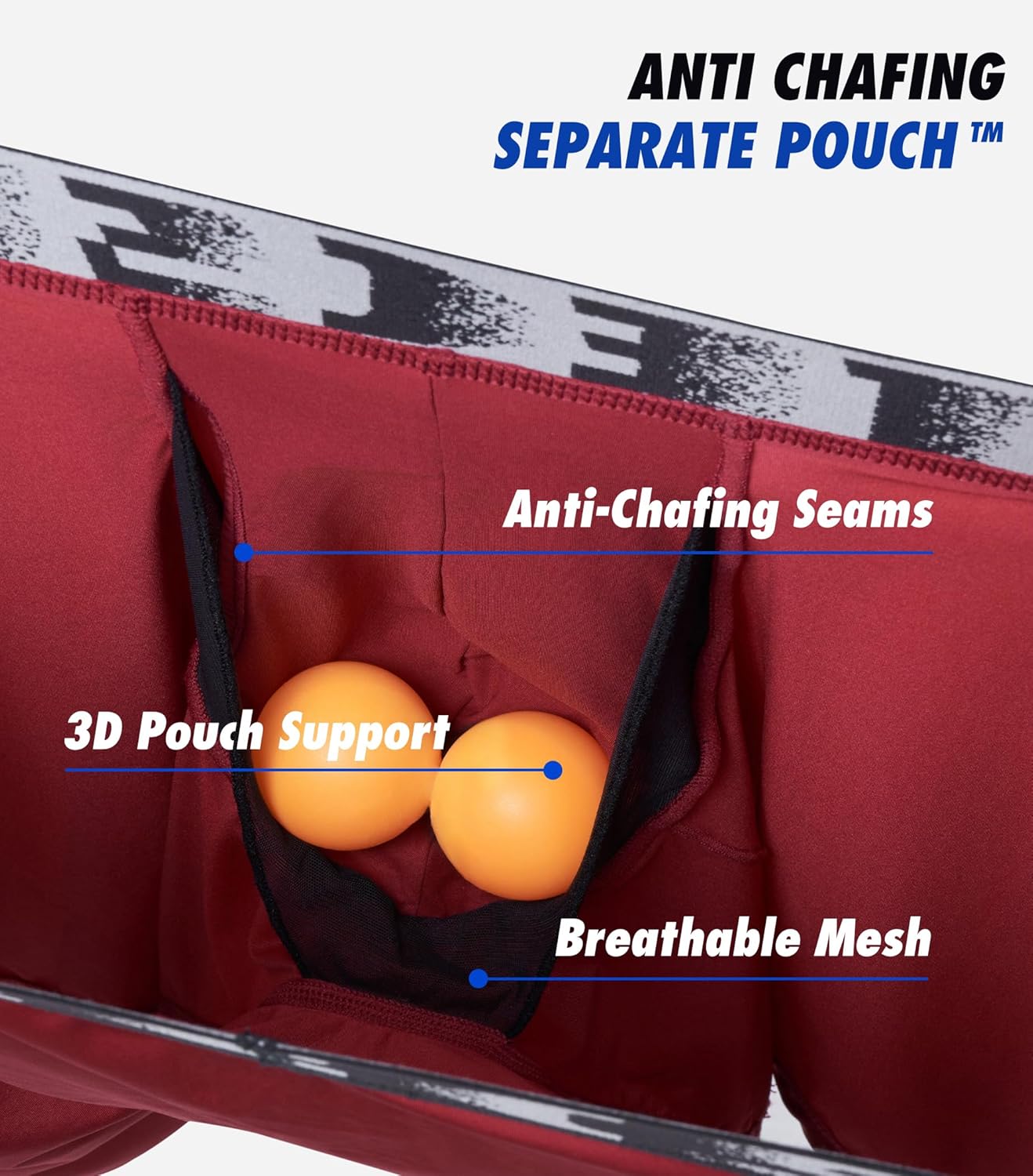 Separatec Underwear Long Leg Boxer Briefs For Men Anti Chafing & Support Separate Pouch Underwear Athletic Fit 3 Pack