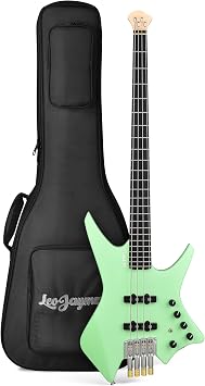 Leo Jaymz Headless Bass Guitar, Electric Bass, Unique Design Light Green