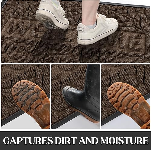 Vista 51 de Yimobra Tapete de bienvenida grande de 47 x 32 pulgadas, impermeable, antideslizante, para puertas delanteras, entradas exteriores, tapete de Beige