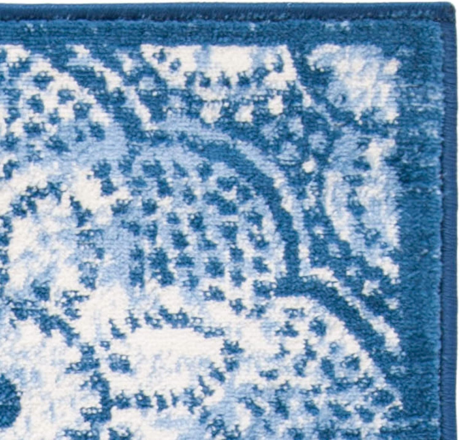 SAFAVIEH Brentwood Collection 2' x 8' Navy / Cream BNT862N Floral Distressed Non-Shedding Living Room Entryway Foyer Hallway Bedroom Runner Rug