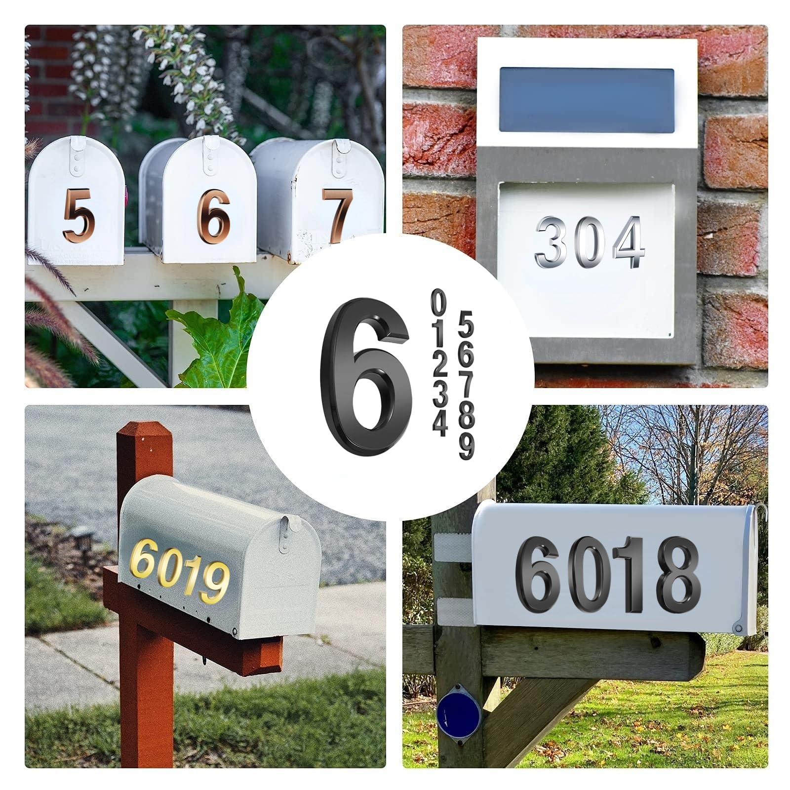 Metal Numbers For House 10-Pack Self-Adhesive House Numbers - Black ABS ...