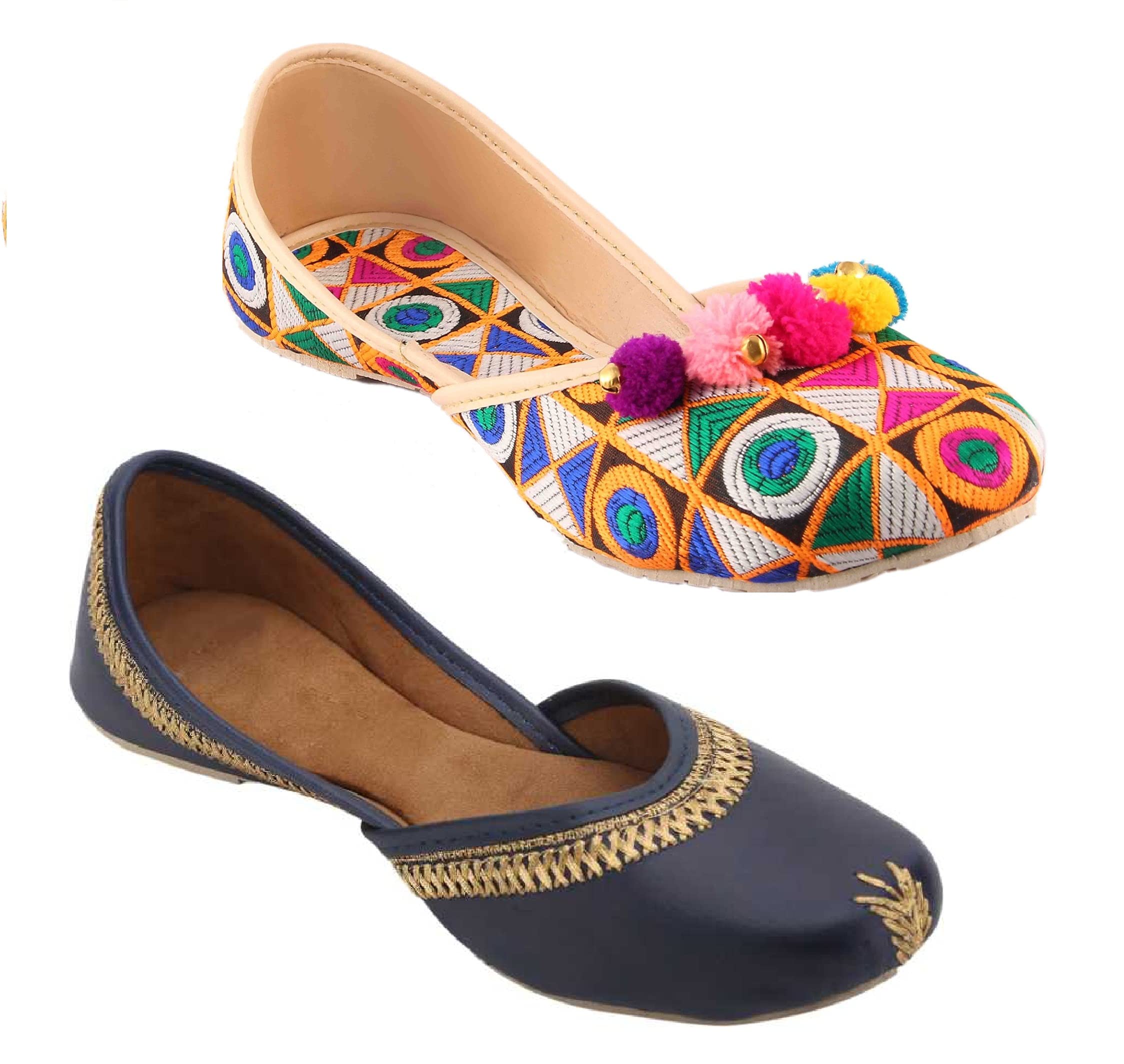 Combo Jaipuri Jutti Mojari for Women Girls,Ladies Bellies Pack of 2-image-22
