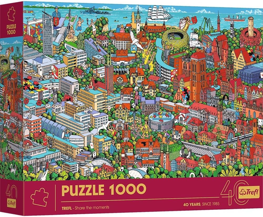 Trefl - 40th Anniversary Tri-Town Puzzle 1000 Pieces - Premium Jigsaw Puzzle for Adults and Children from 14 Years