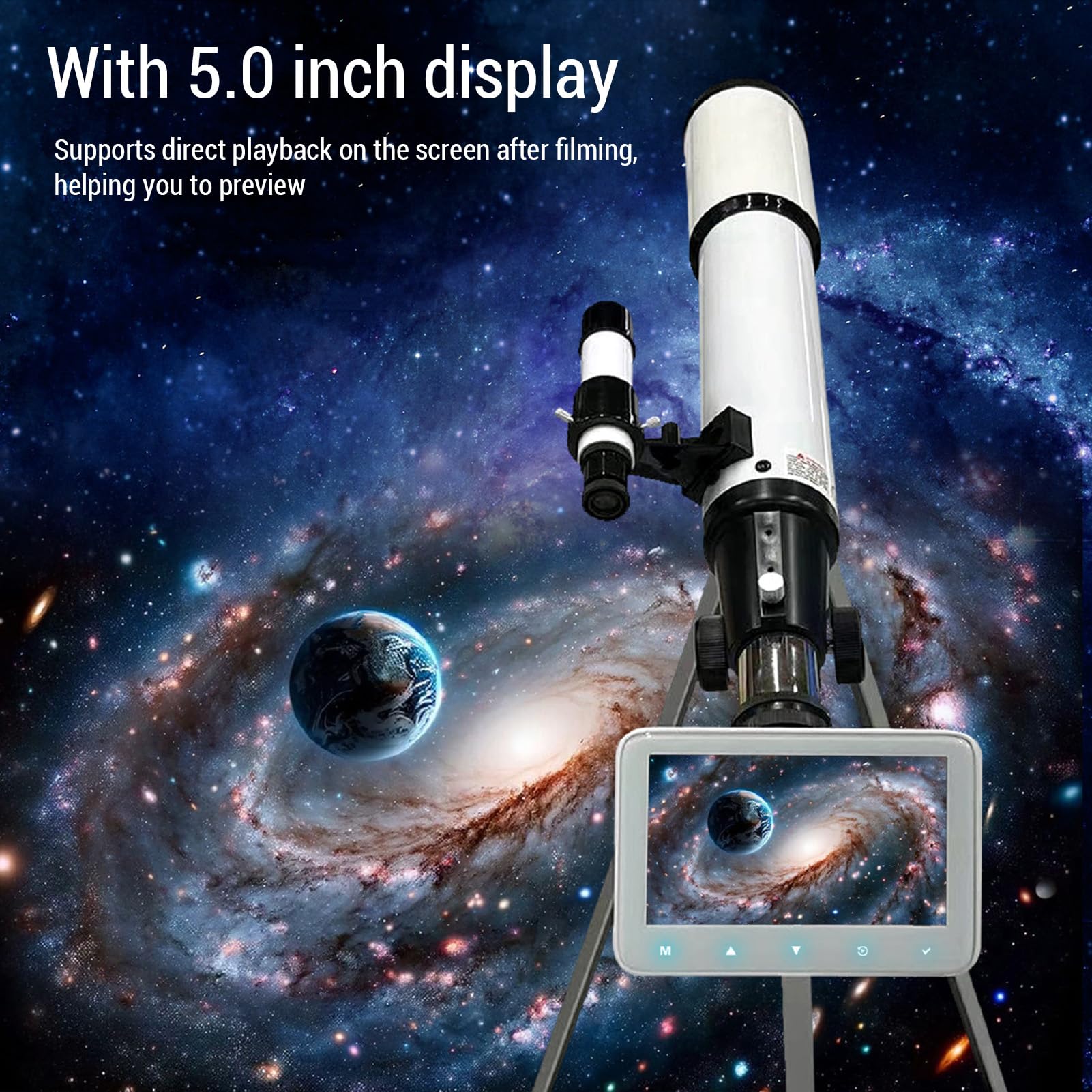Luocute 8.3MP 5-calowy Ekran 4K Nagrywanie Wideo Elektroniczne Cyfrowe Okular Camera Wi-Fi Akcesoria Teleskopowe dla Okularu 30 Mm-66 Mm, Bezprzewodowej Kamery Teleskopowej do
