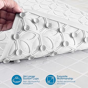 Bathtub Mat Non Slip - Diamond Blue(1PCS) Plus Leaf White(1PCS)