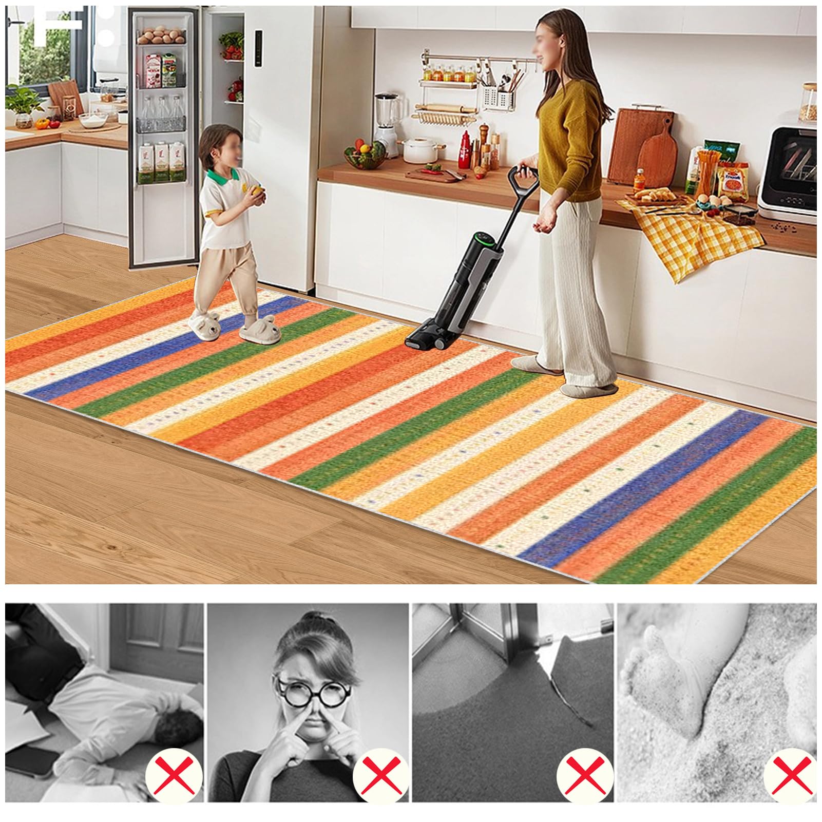 Dywan do długiego korytarza 110 x 400 cm Antypoślizgowy chodnik kuchenny Chłonny dywanik wejściowy, zmywalny dywanik kuchenny, chodnik do przedpokoju kuchni salonu sypialni
