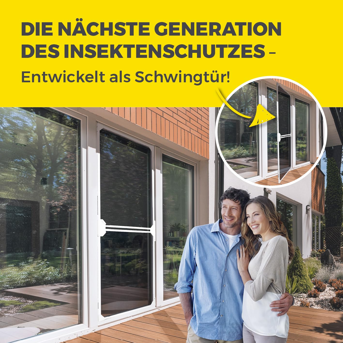 EASYmaxx Insect Protect Fliegengitter Balkontür | Teleskop Fliegengitter Tür mit integriertem Netz | Insektenschutz Balkontür ohne Zuschneiden | Ohne Bohren | max. ca. 122 x 285 cm