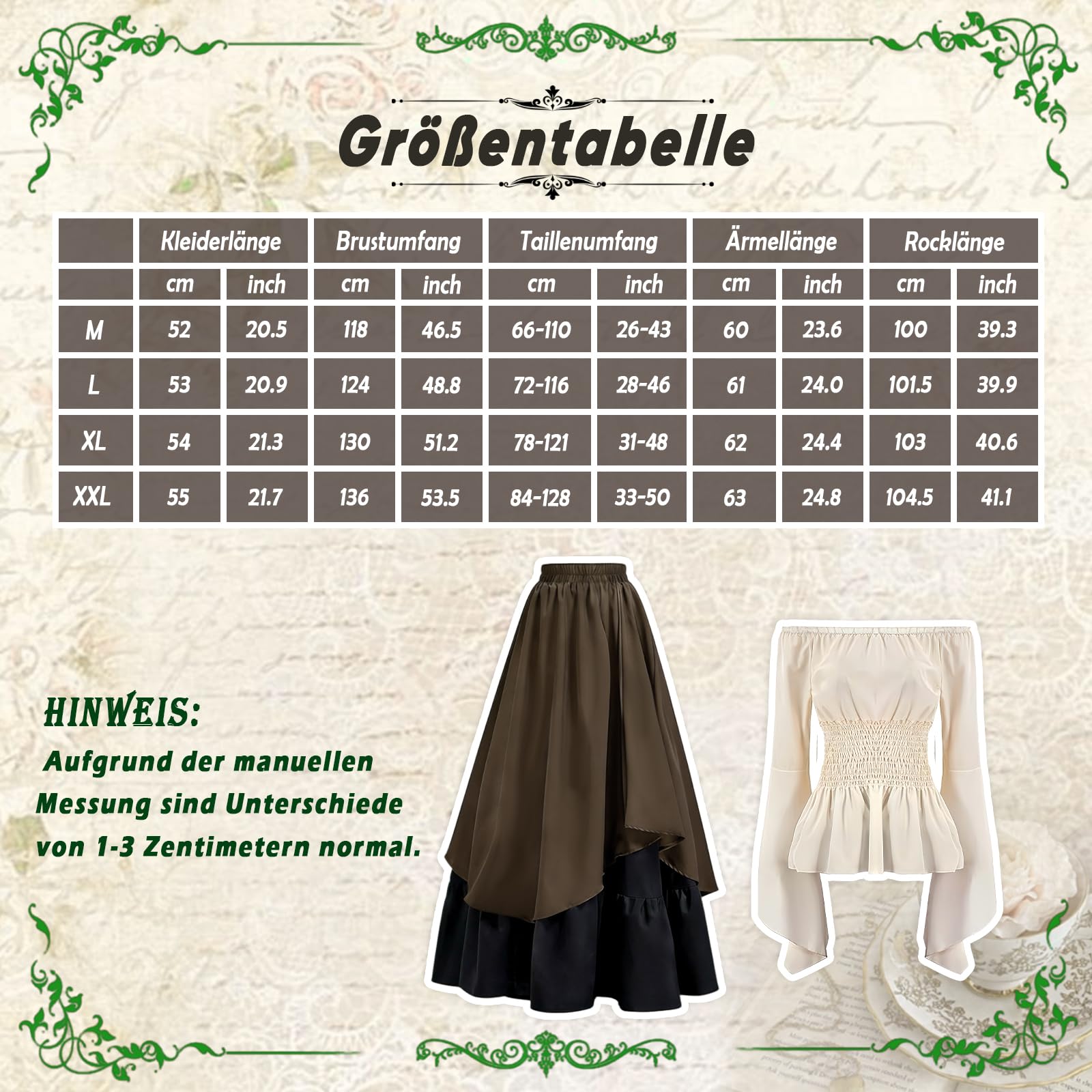Mittelalter Kostüm Damen, Mittelalter Kleidung Damen Renaissance Kleid Erwachsene Set mit Corsett, Gürteltasche und Gürtel, Viktorianisches Kostüm für Karneval Halloween
