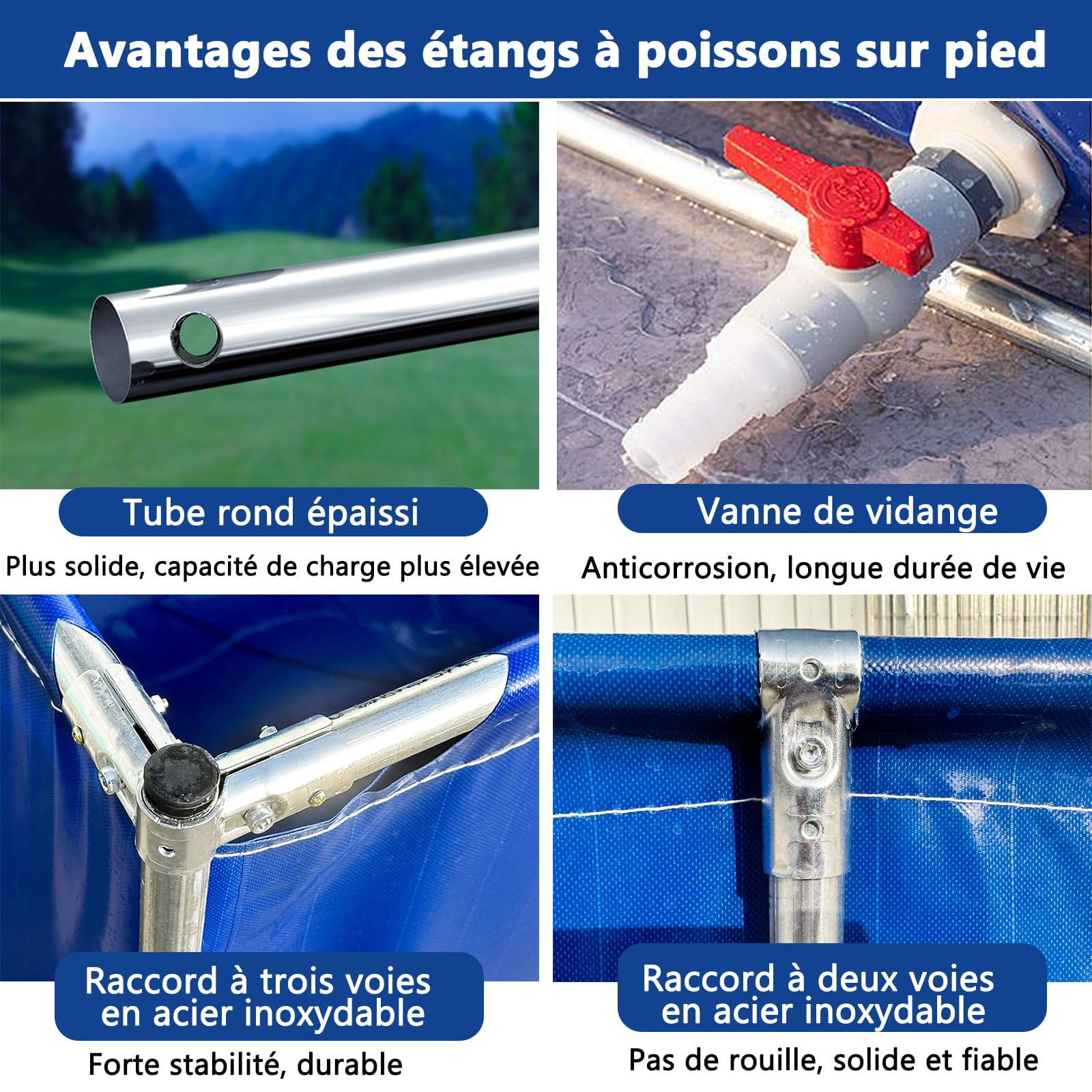 Rete da pesca resistente con supporto per laghetto all'aperto, per koi e pesci rossi, 2 x 1 x 0,5 m, rete verde per ambienti acquatici, facile da usare