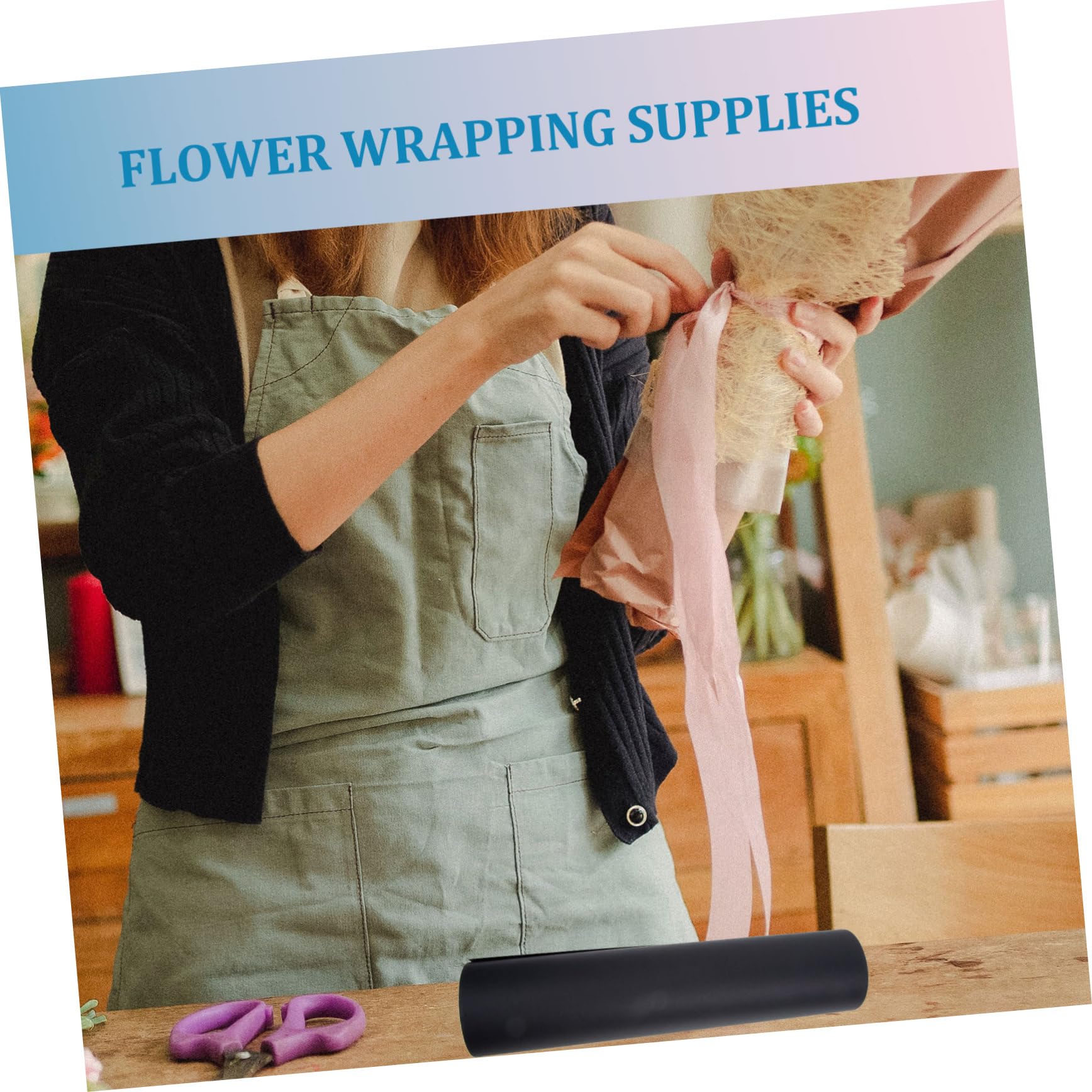 Lurrose Rouleau de Papier Kraft Noir, Papier D’emballage Décoratif à Découper, Pratique pour DIY et Mariage, pour Bouquet de Fleurs