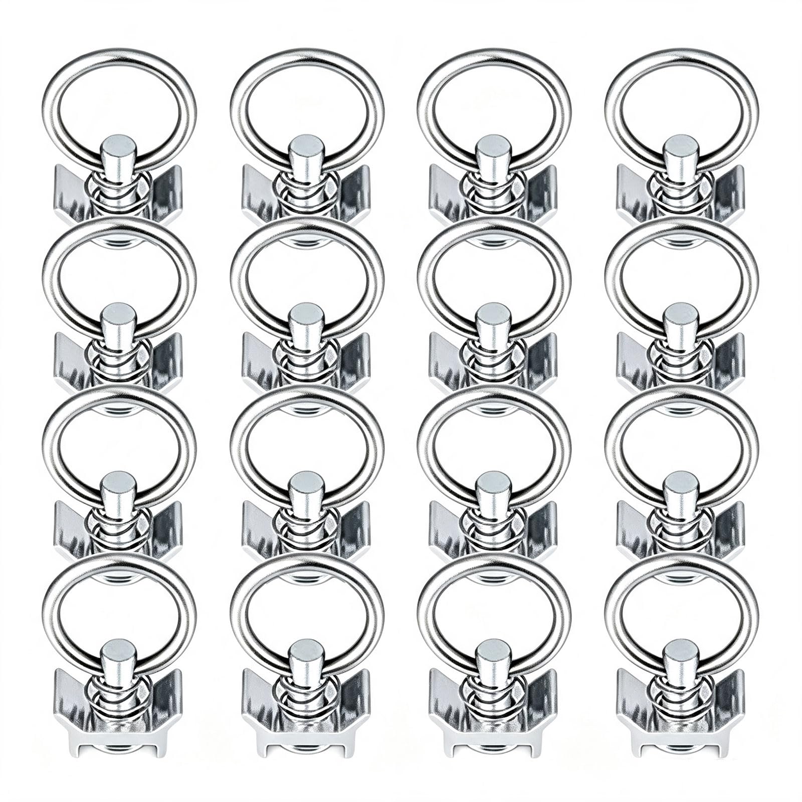 Lot de 16 raccords simples en L avec anneaux ronds en acier inoxydable pour commandes de chargement de remorque, raccords d'arrimage simples en L