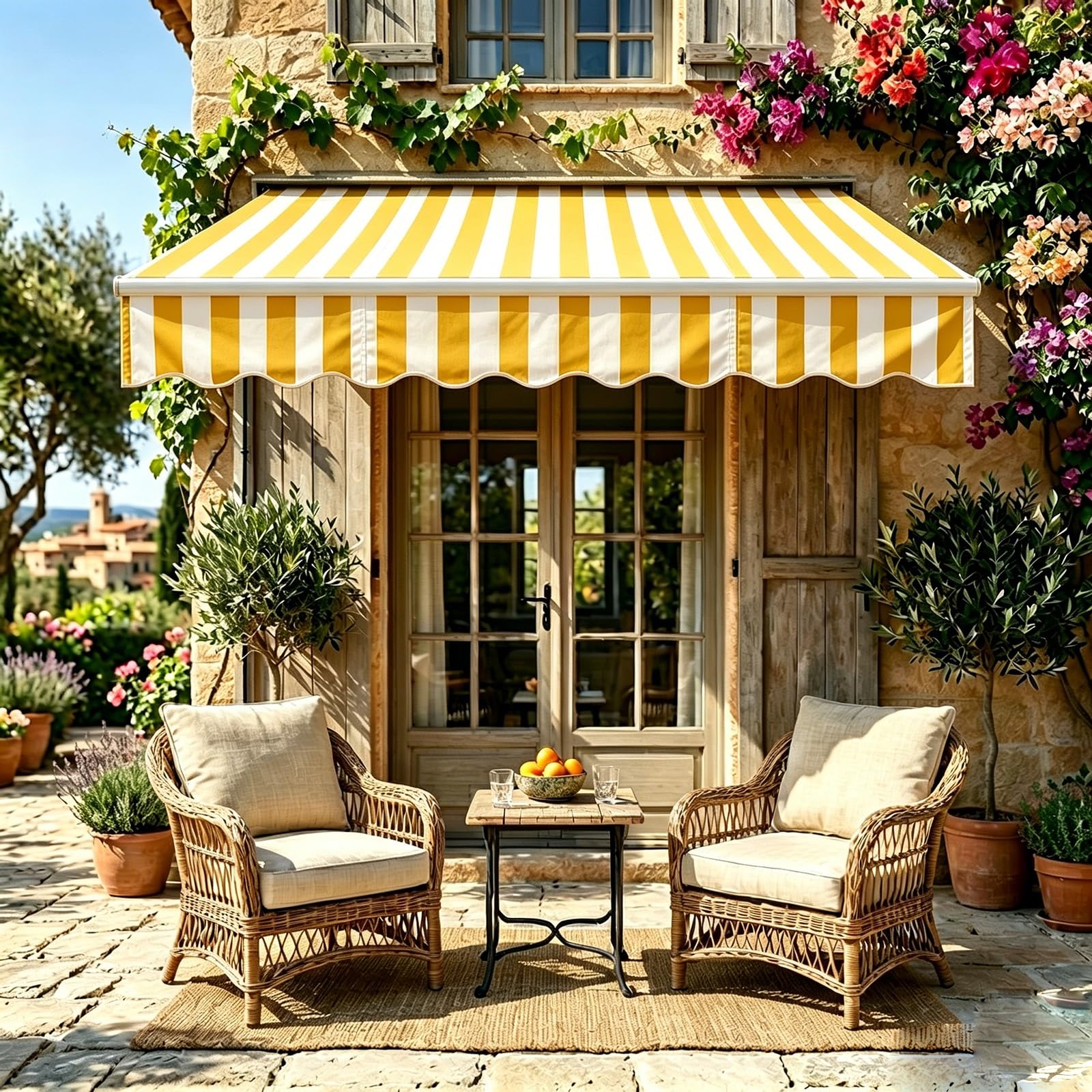 Toldo retráctil exterior de tela Oxford impermeable 3.6x3m para patio